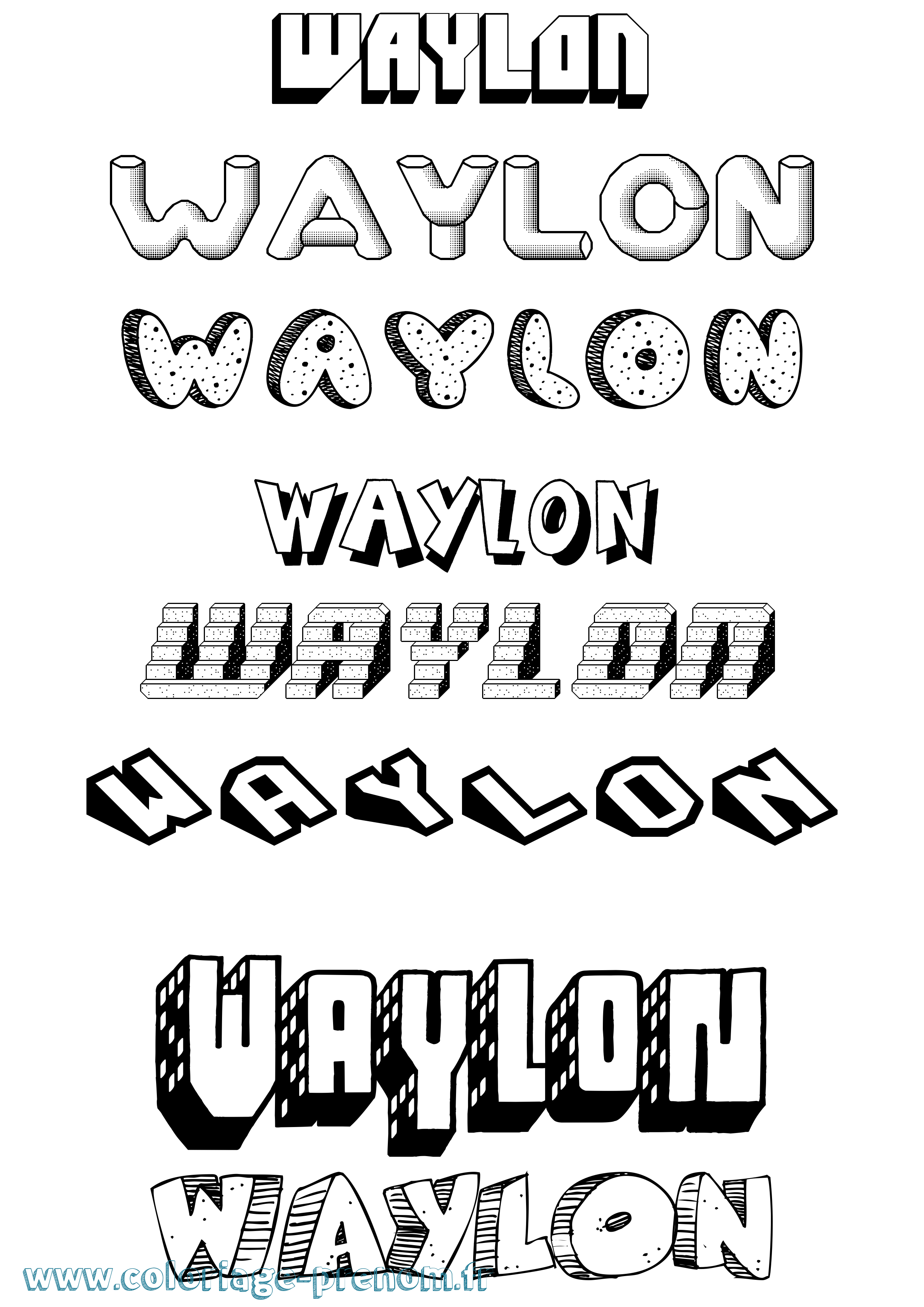 Coloriage prénom Waylon Effet 3D