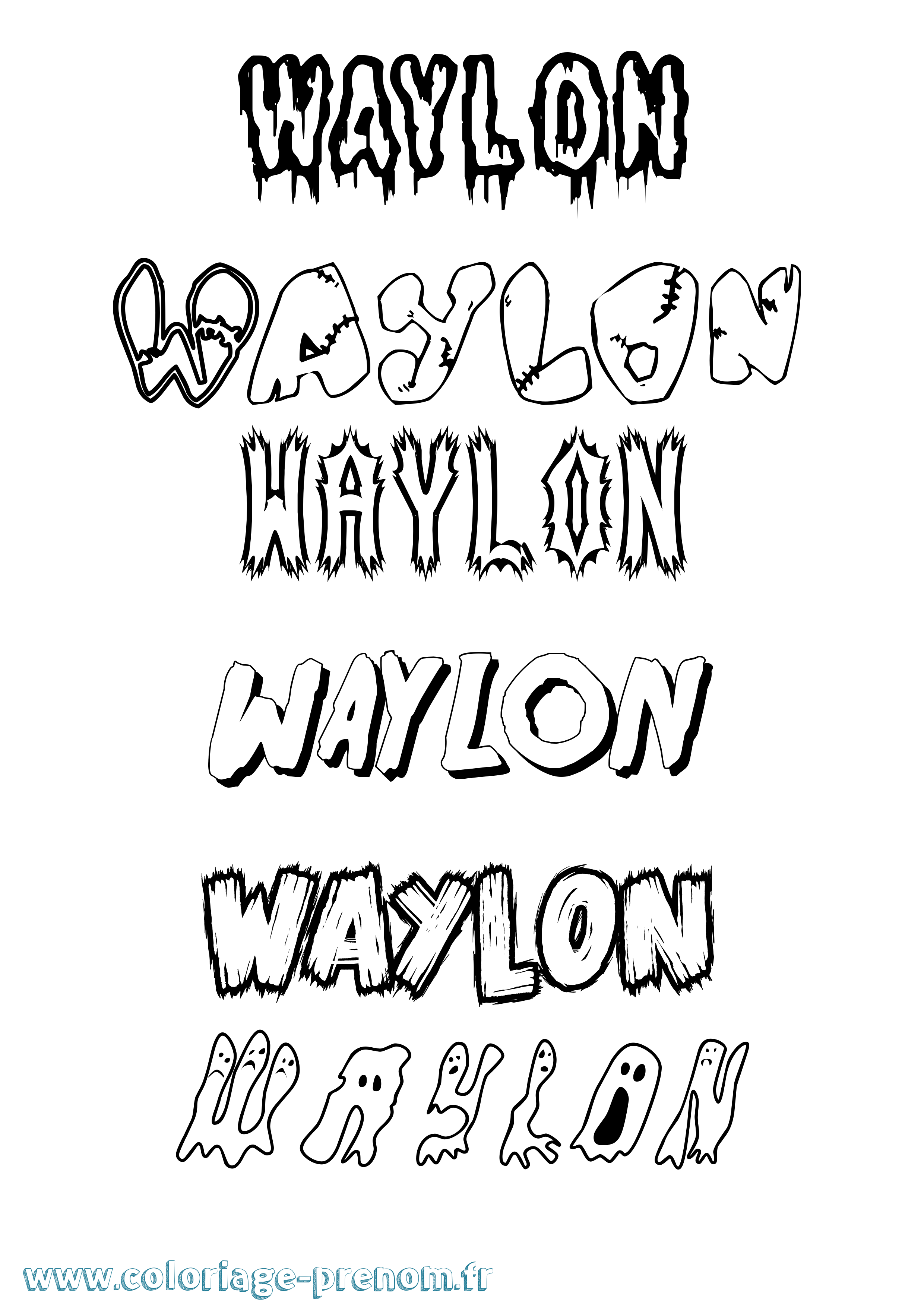 Coloriage prénom Waylon Frisson