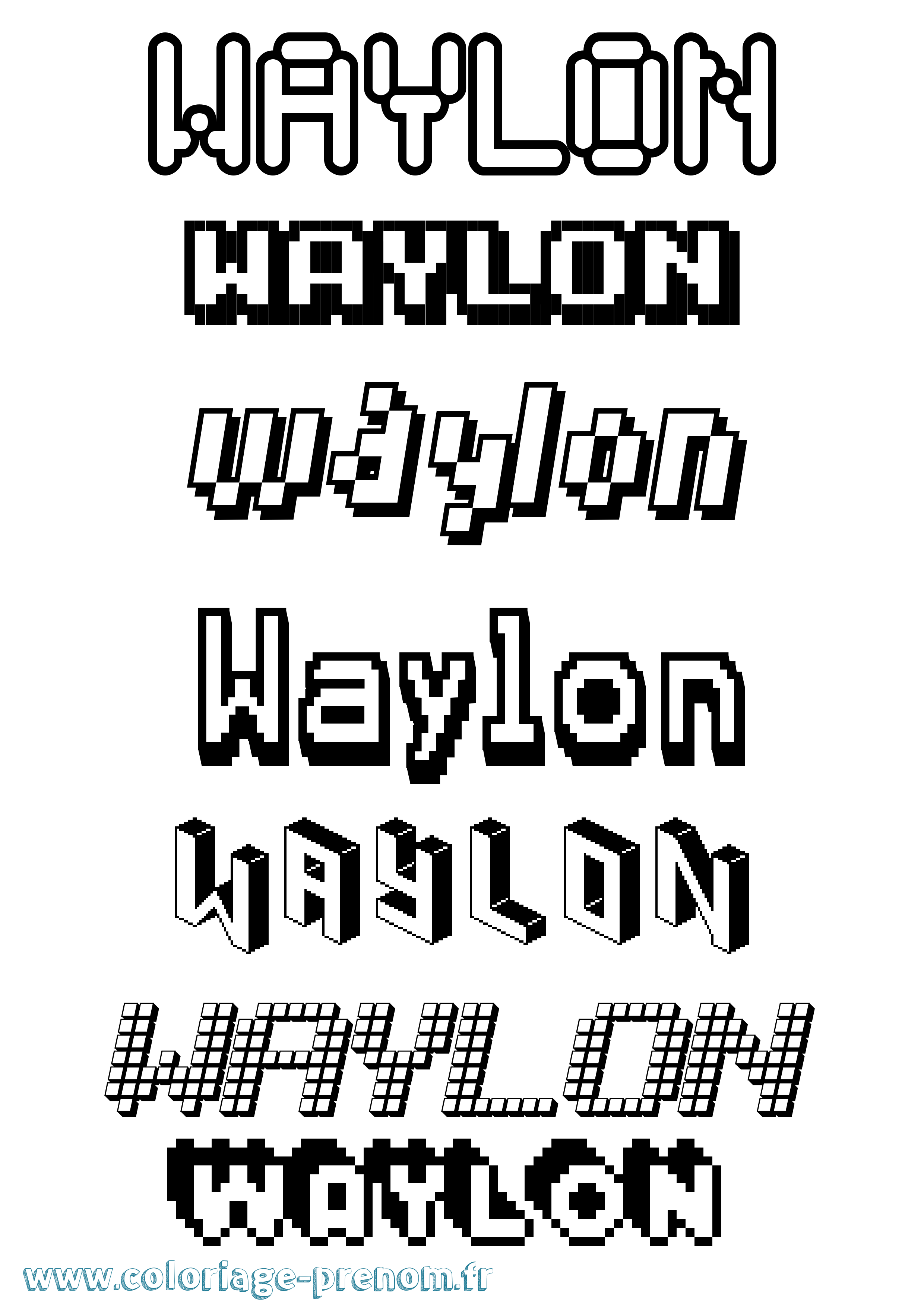 Coloriage prénom Waylon Pixel