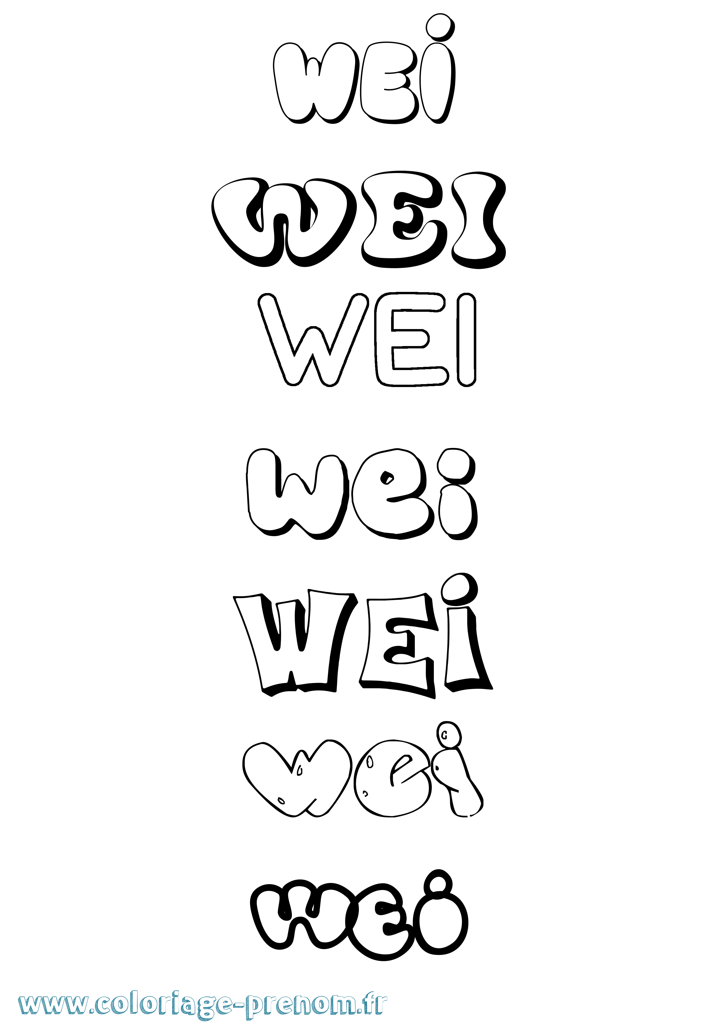 Coloriage Wei Bubble Coloriage prénom Wei Bubble