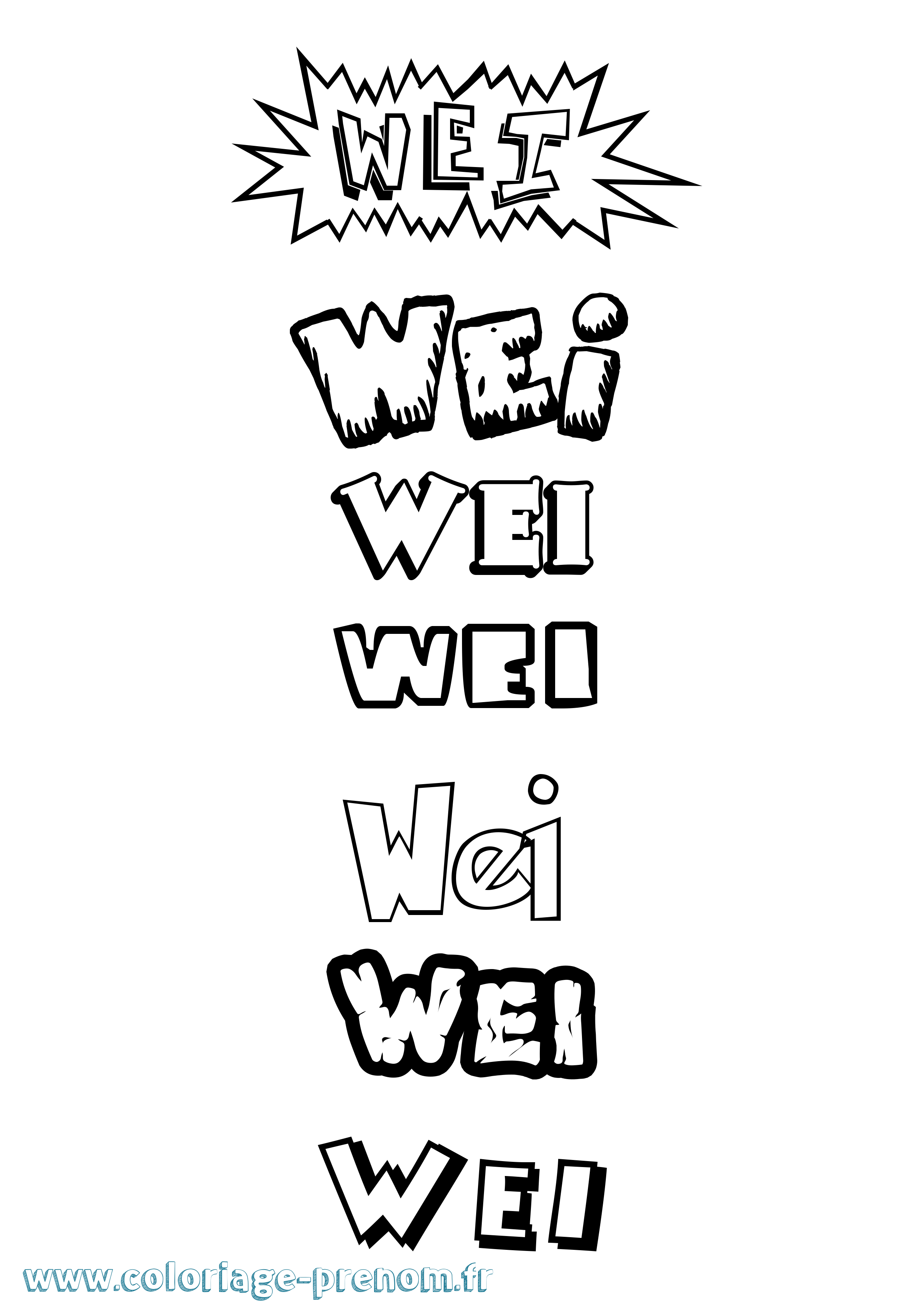 Coloriage Wei Dessin Animé Coloriage prénom Wei Dessin Animé