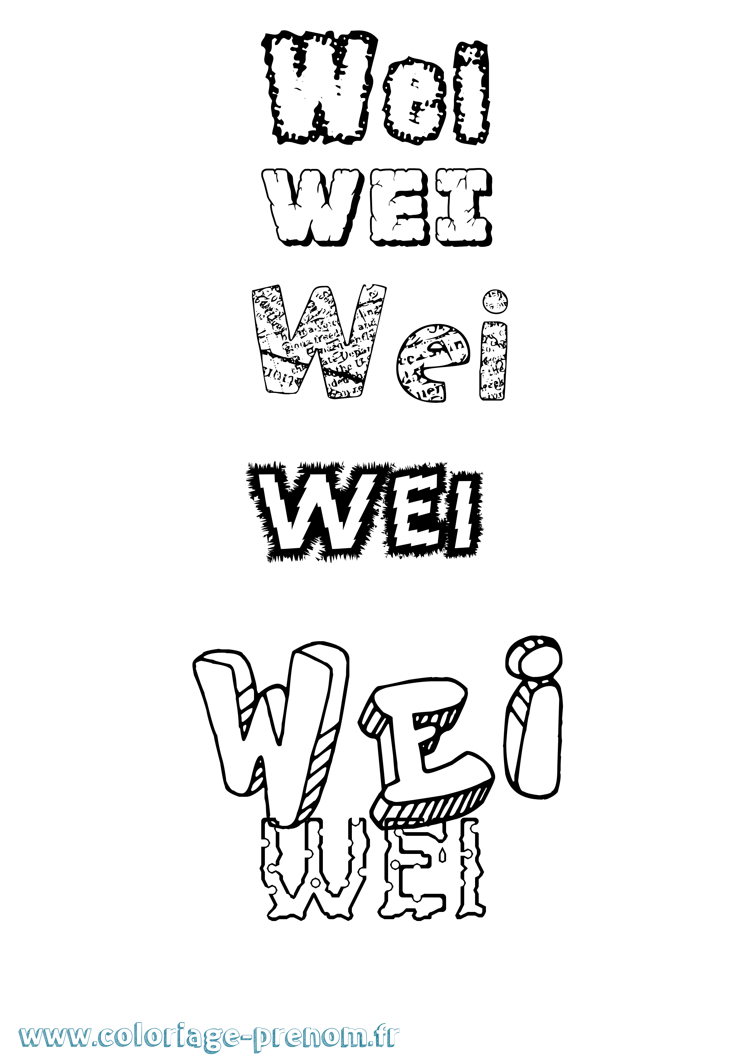 Coloriage Wei Destructuré Coloriage prénom Wei Destructuré