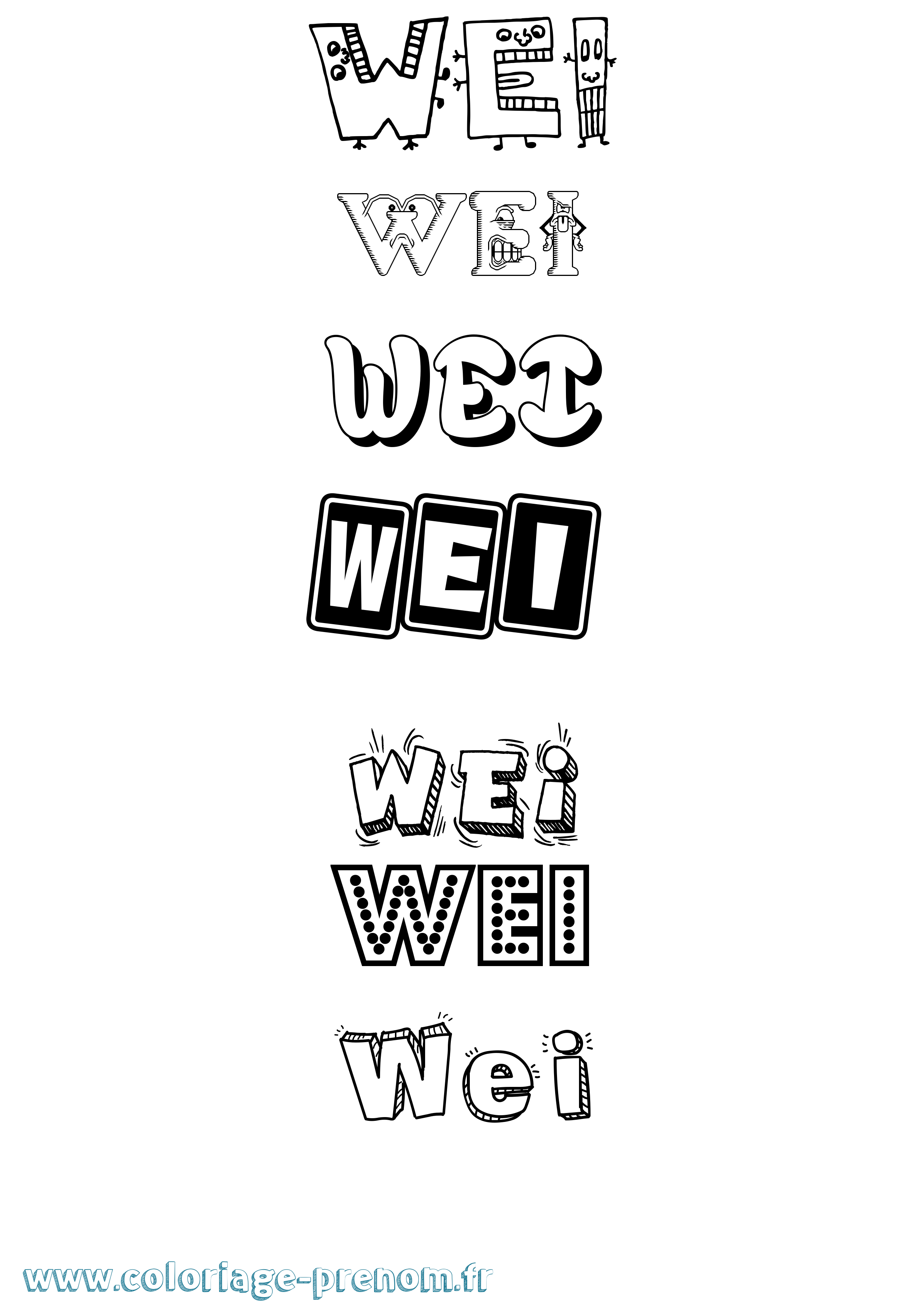 Coloriage Wei Fun Coloriage prénom Wei Fun