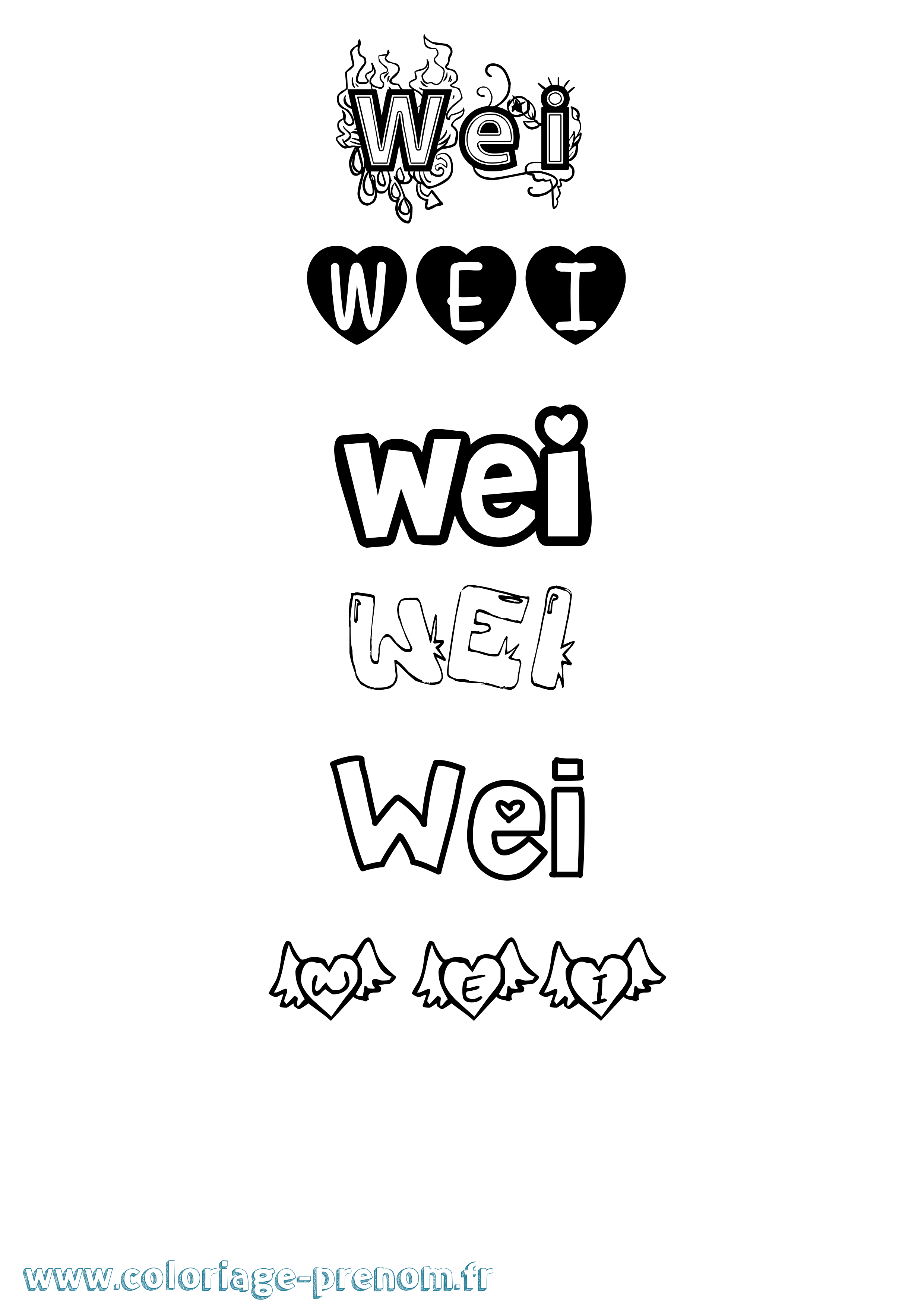 Coloriage Wei Girly Coloriage prénom Wei Girly
