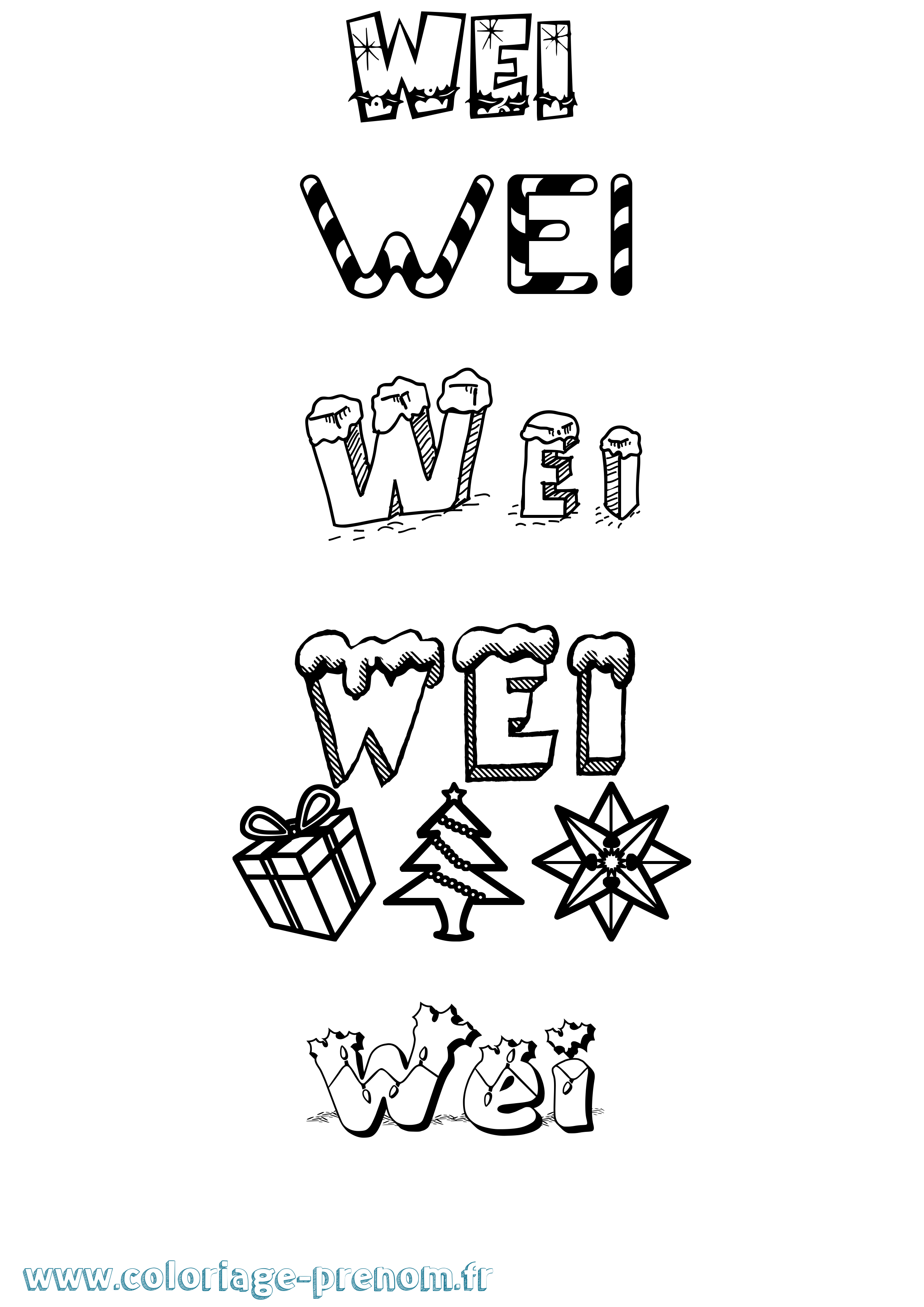 Coloriage Wei Noël Coloriage prénom Wei Noël