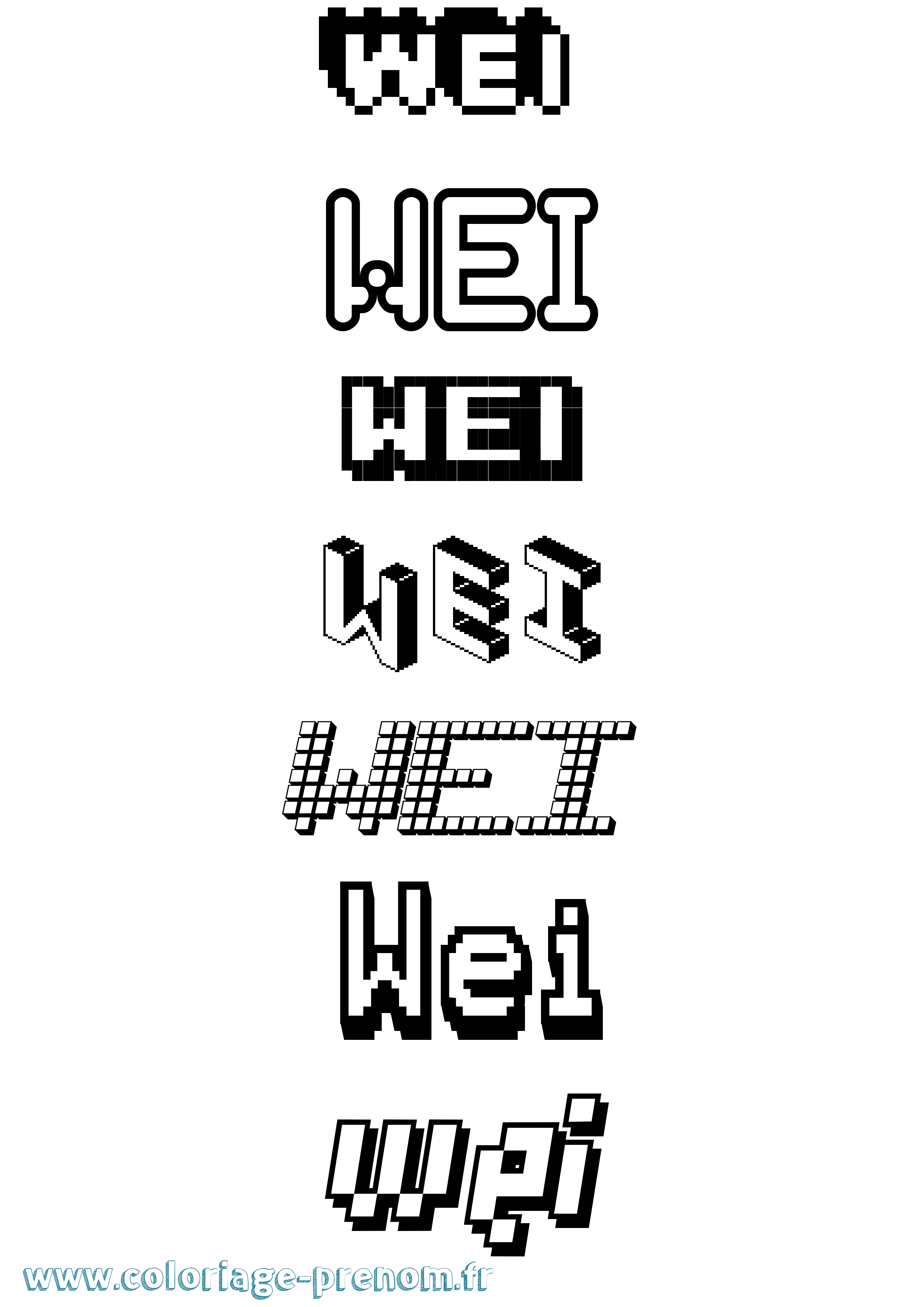 Coloriage prénom Wei Pixel