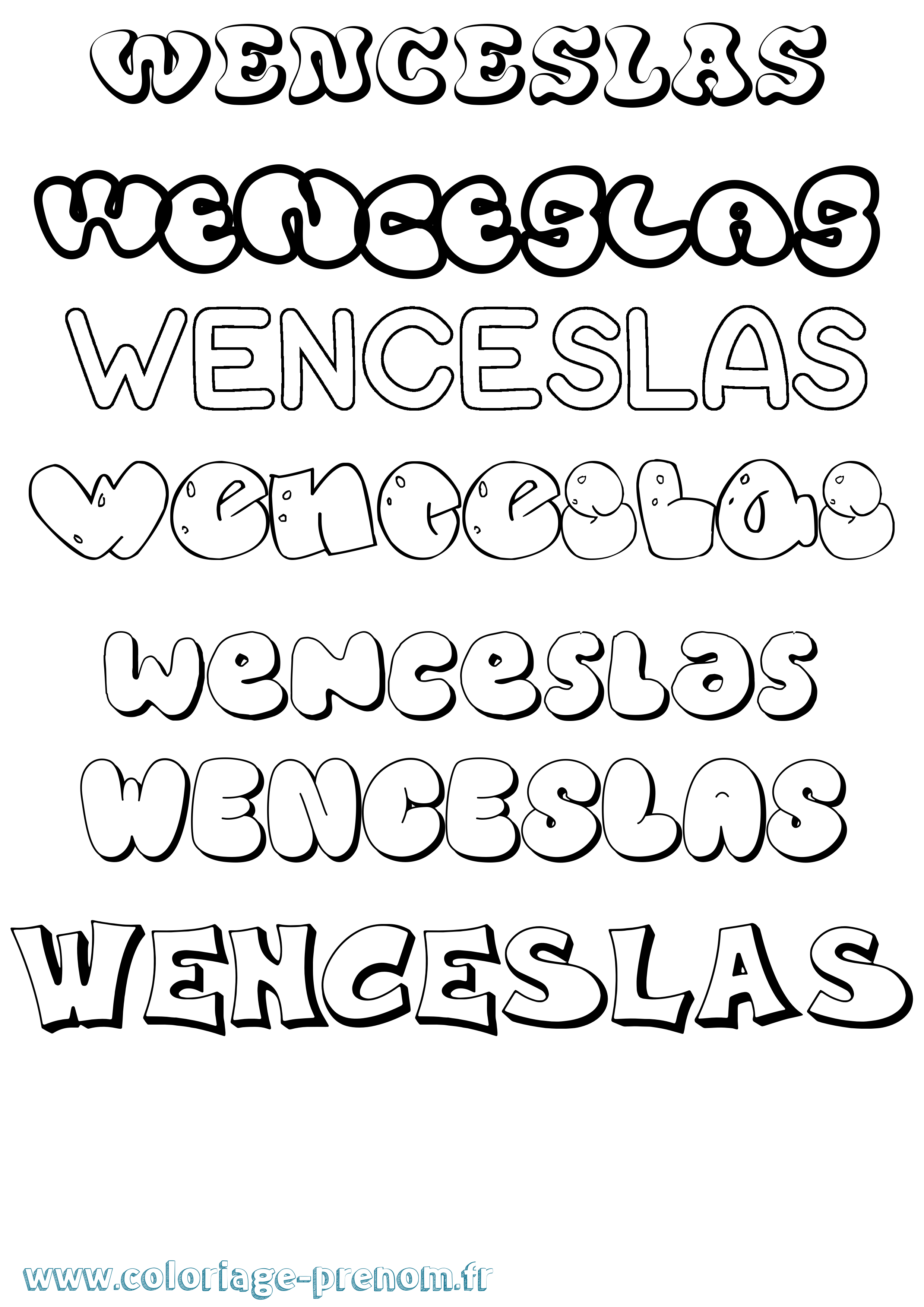 Coloriage prénom Wenceslas Bubble