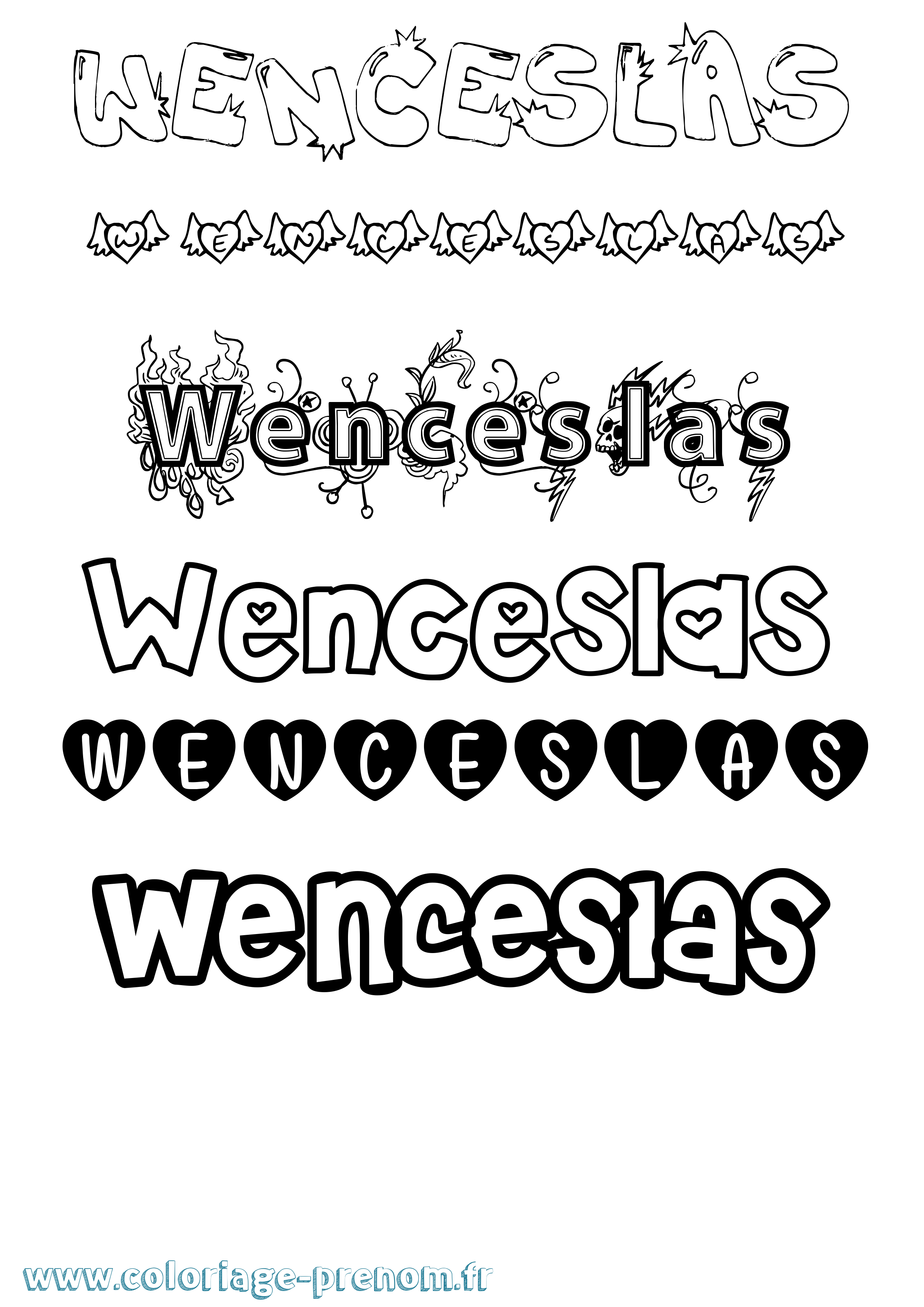 Coloriage prénom Wenceslas Girly