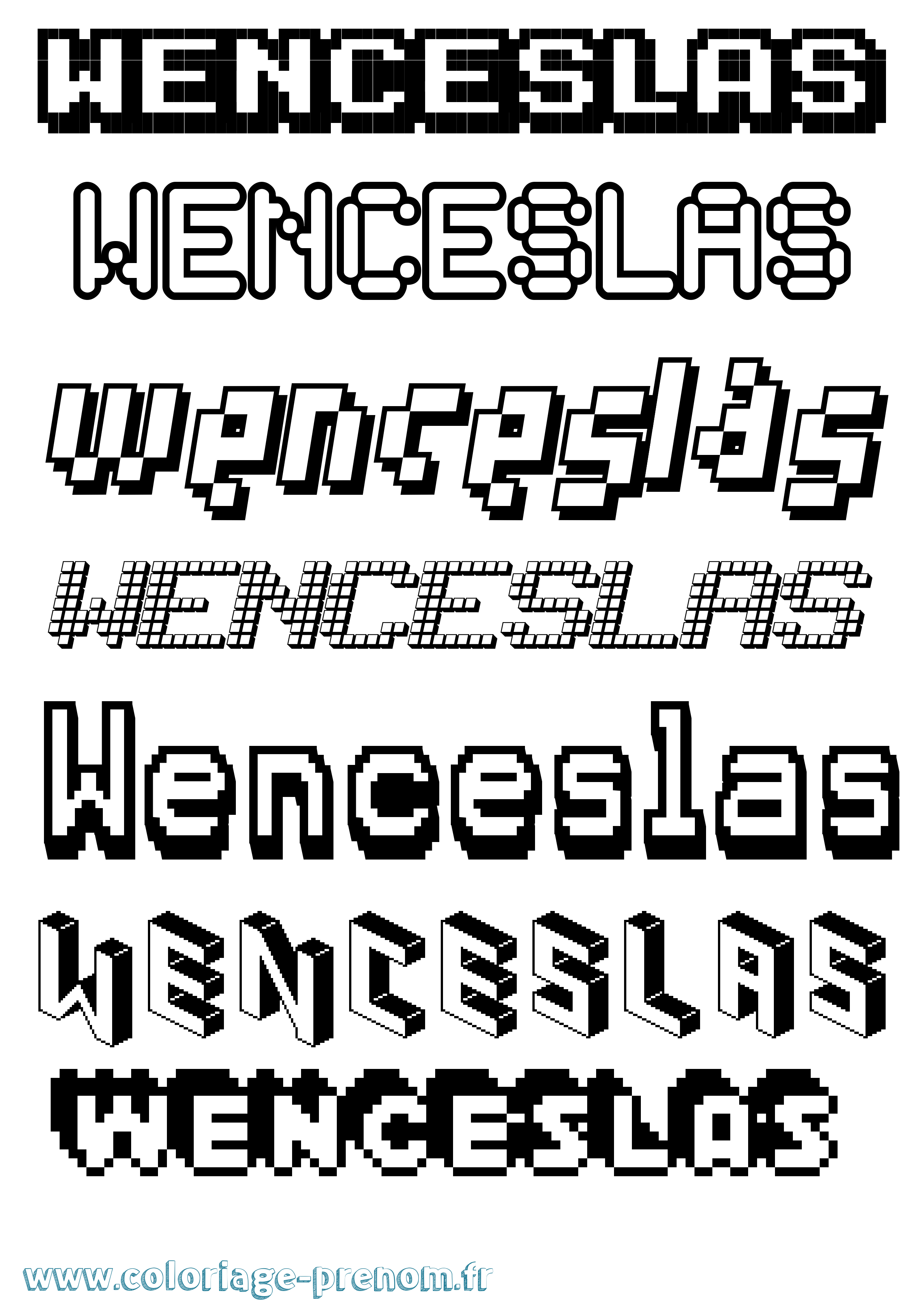 Coloriage prénom Wenceslas Pixel