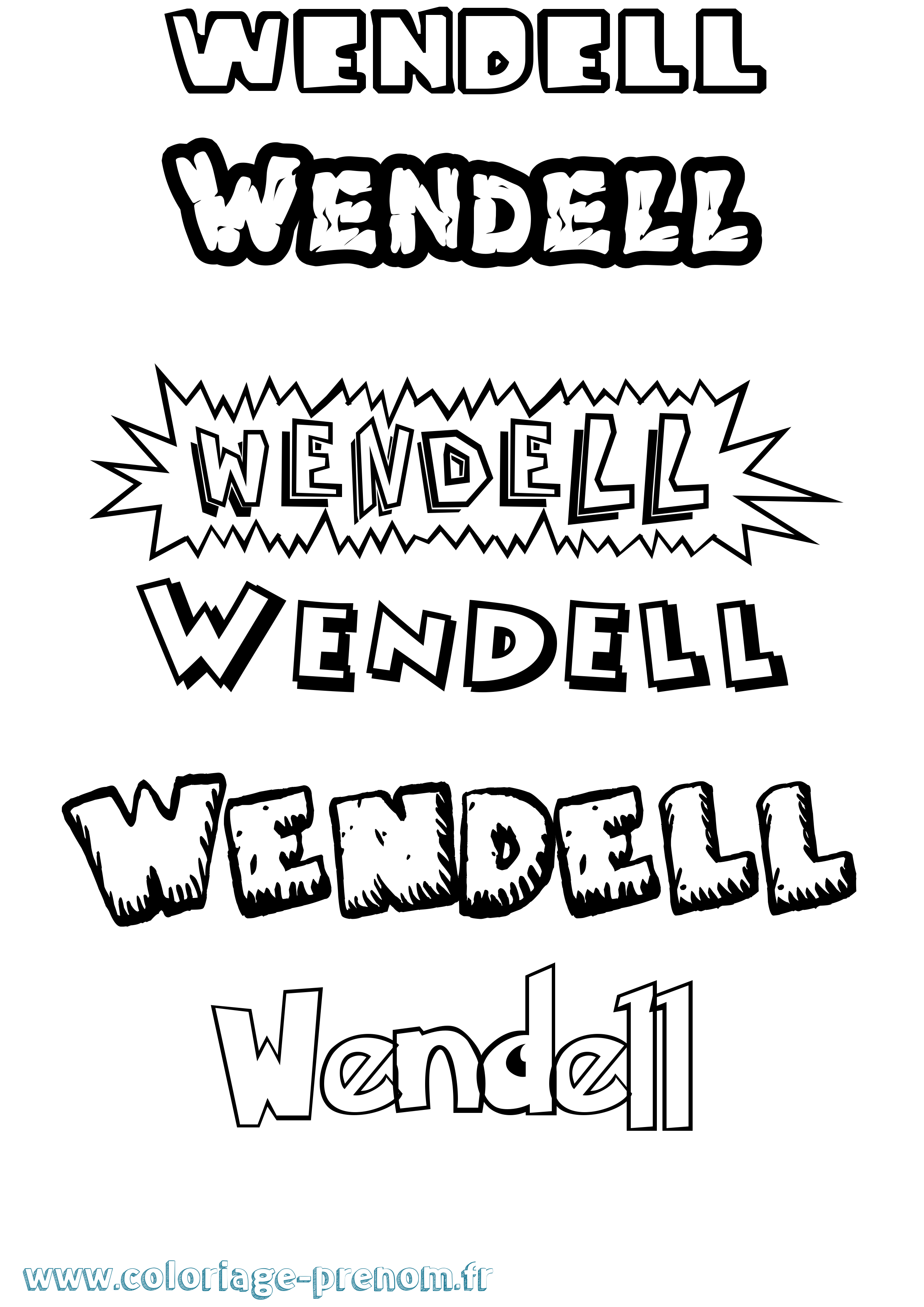 Coloriage prénom Wendell Dessin Animé
