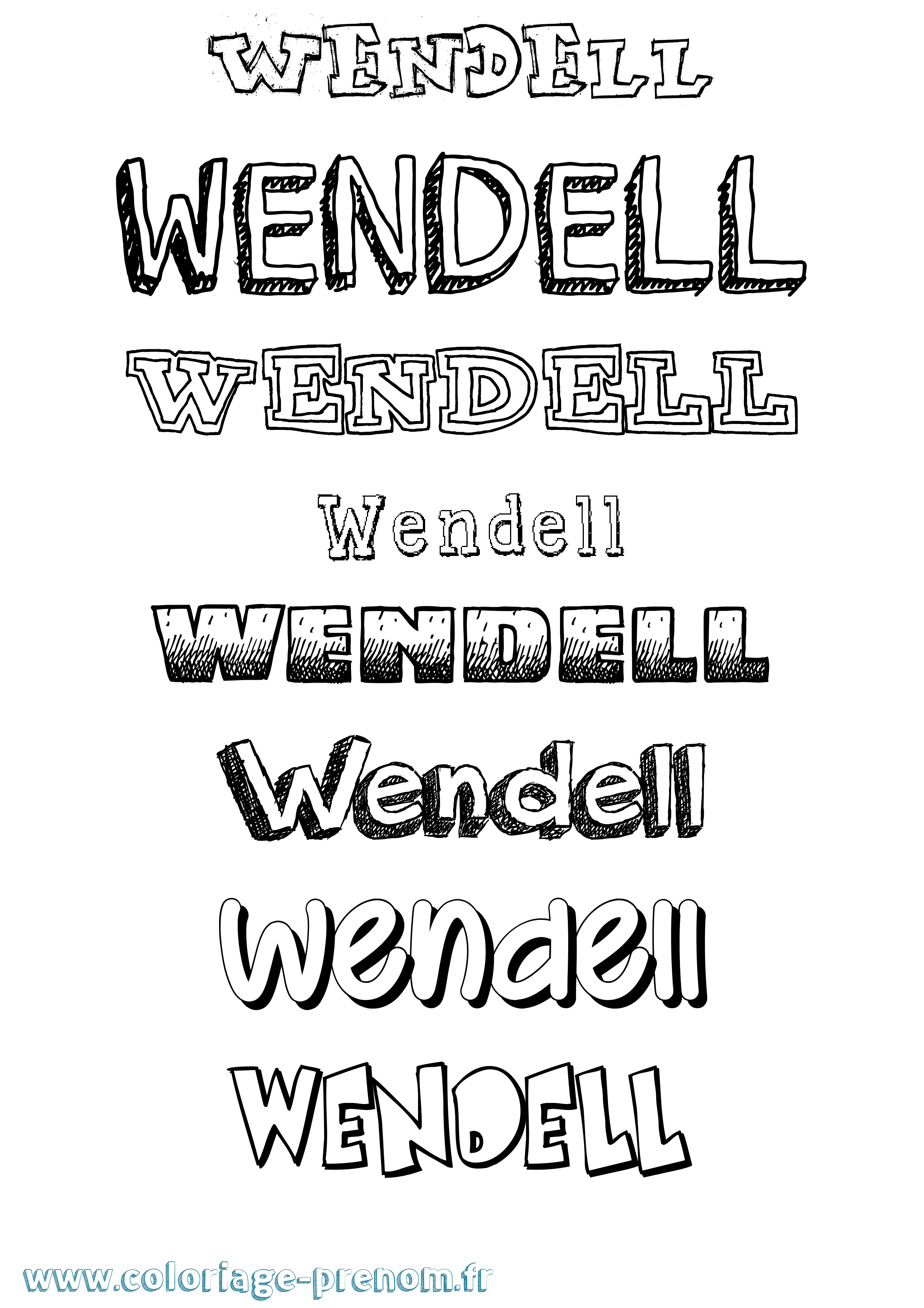 Coloriage prénom Wendell Dessiné