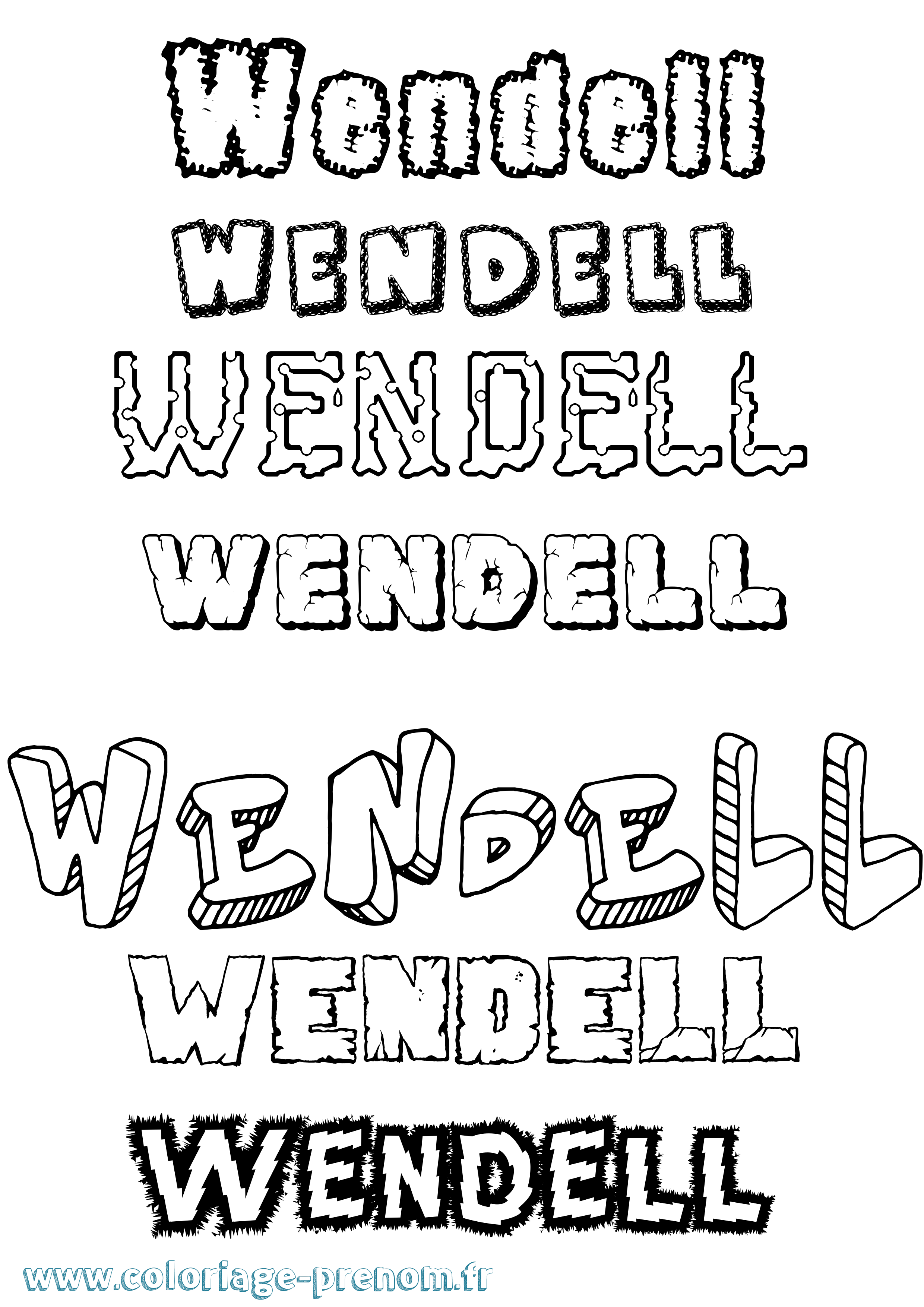 Coloriage prénom Wendell Destructuré