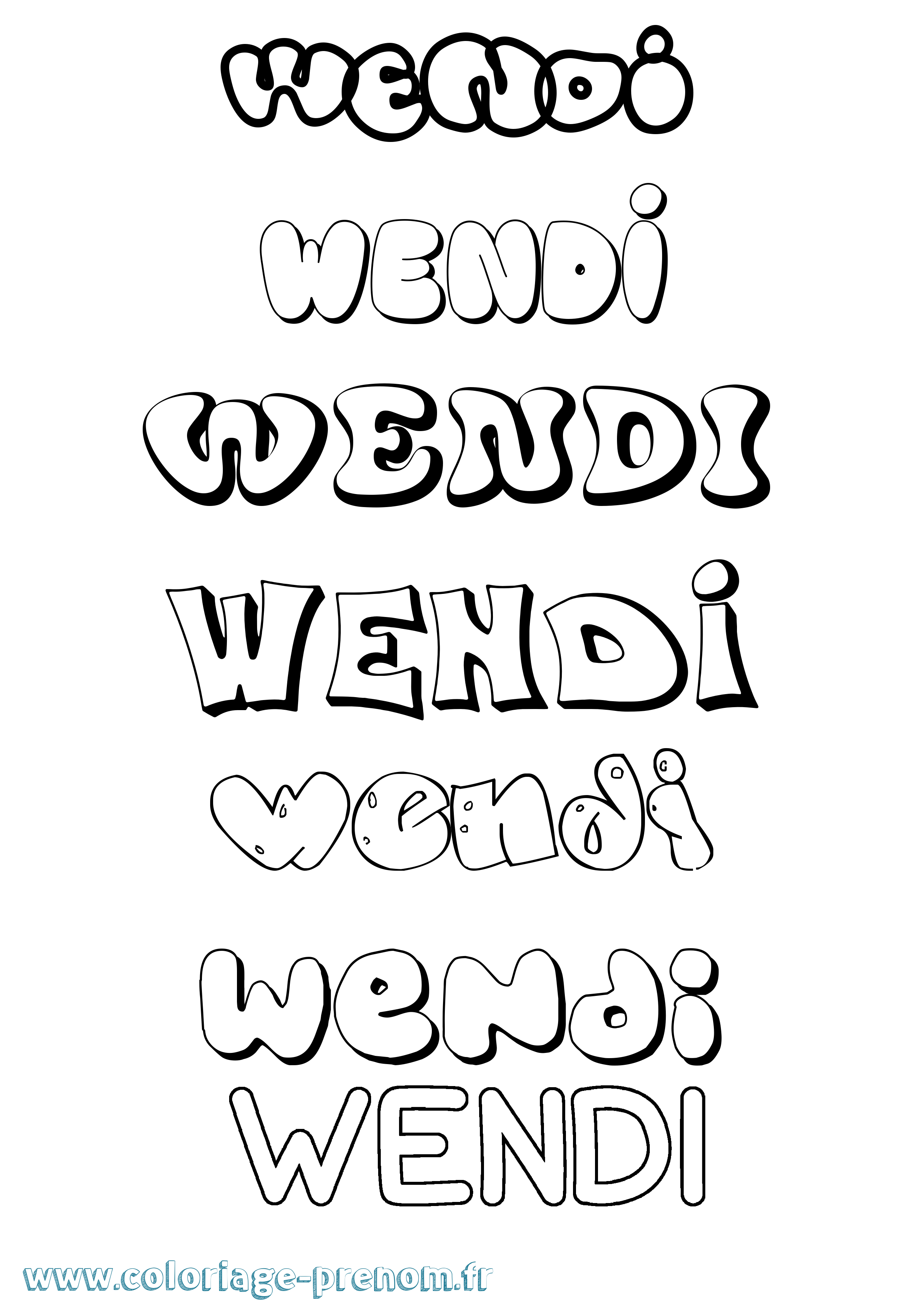 Coloriage Wendi Bubble Coloriage prénom Wendi Bubble