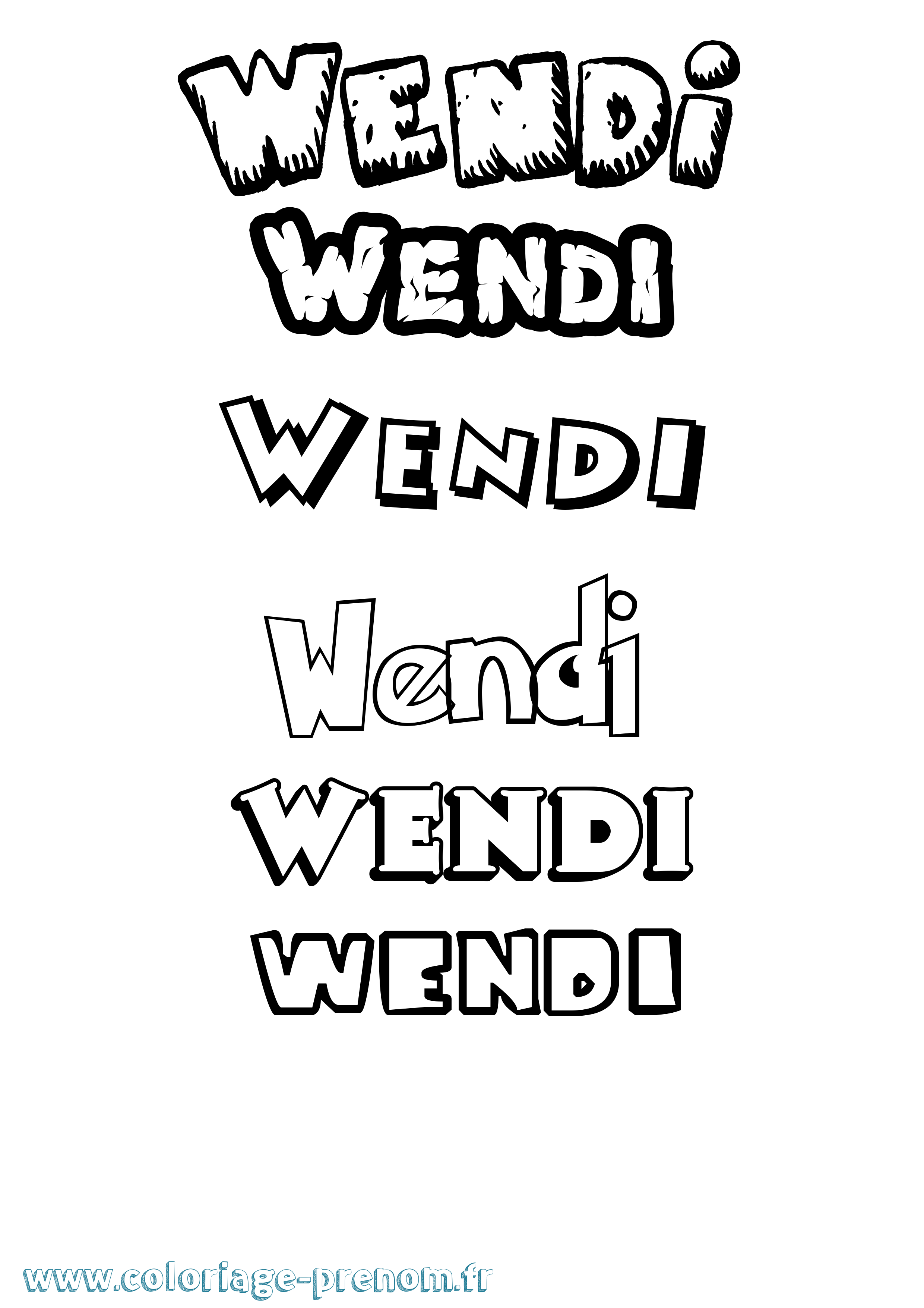 Coloriage Wendi Dessin Animé Coloriage prénom Wendi Dessin Animé