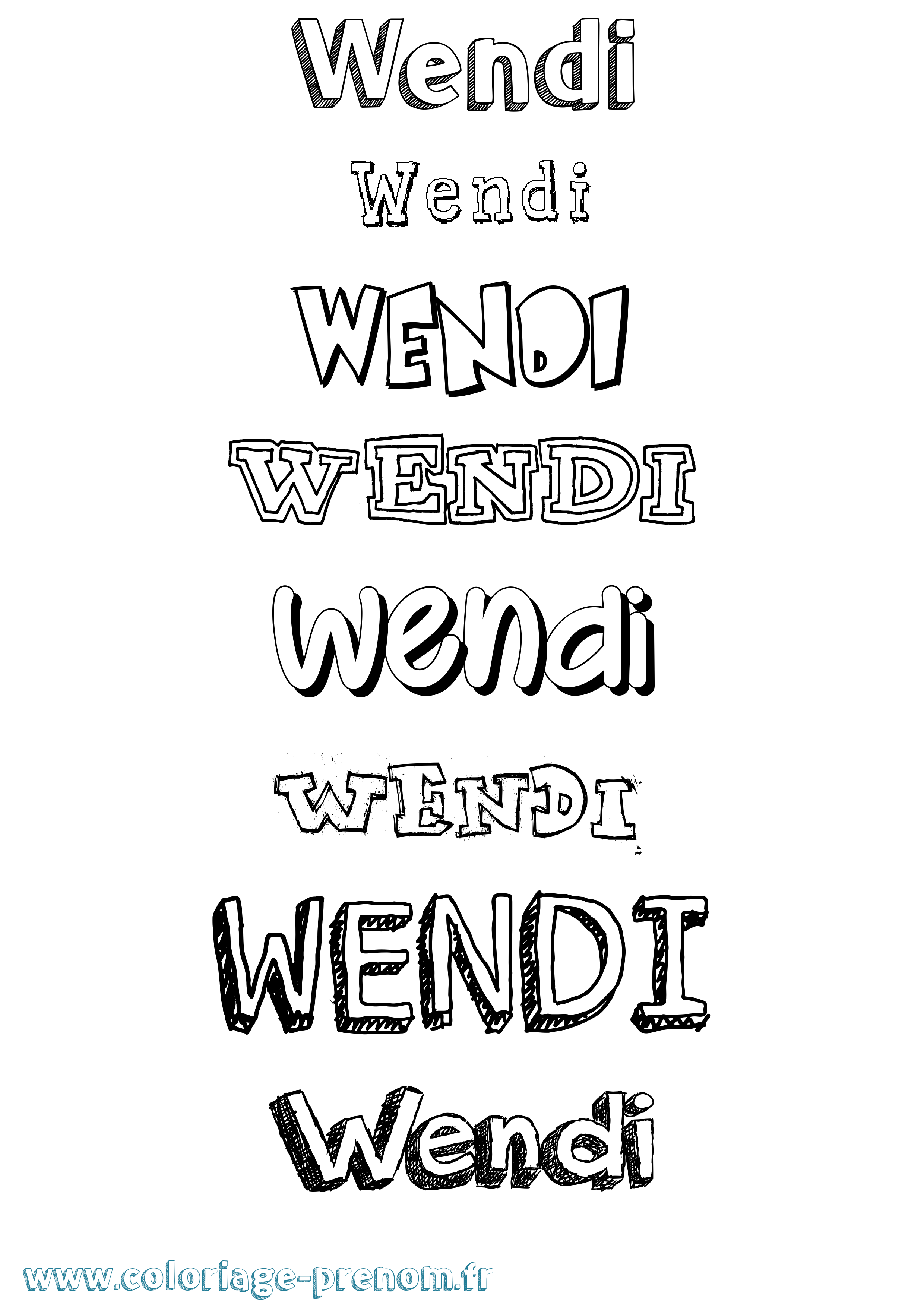 Coloriage Wendi Dessiné Coloriage prénom Wendi Dessiné