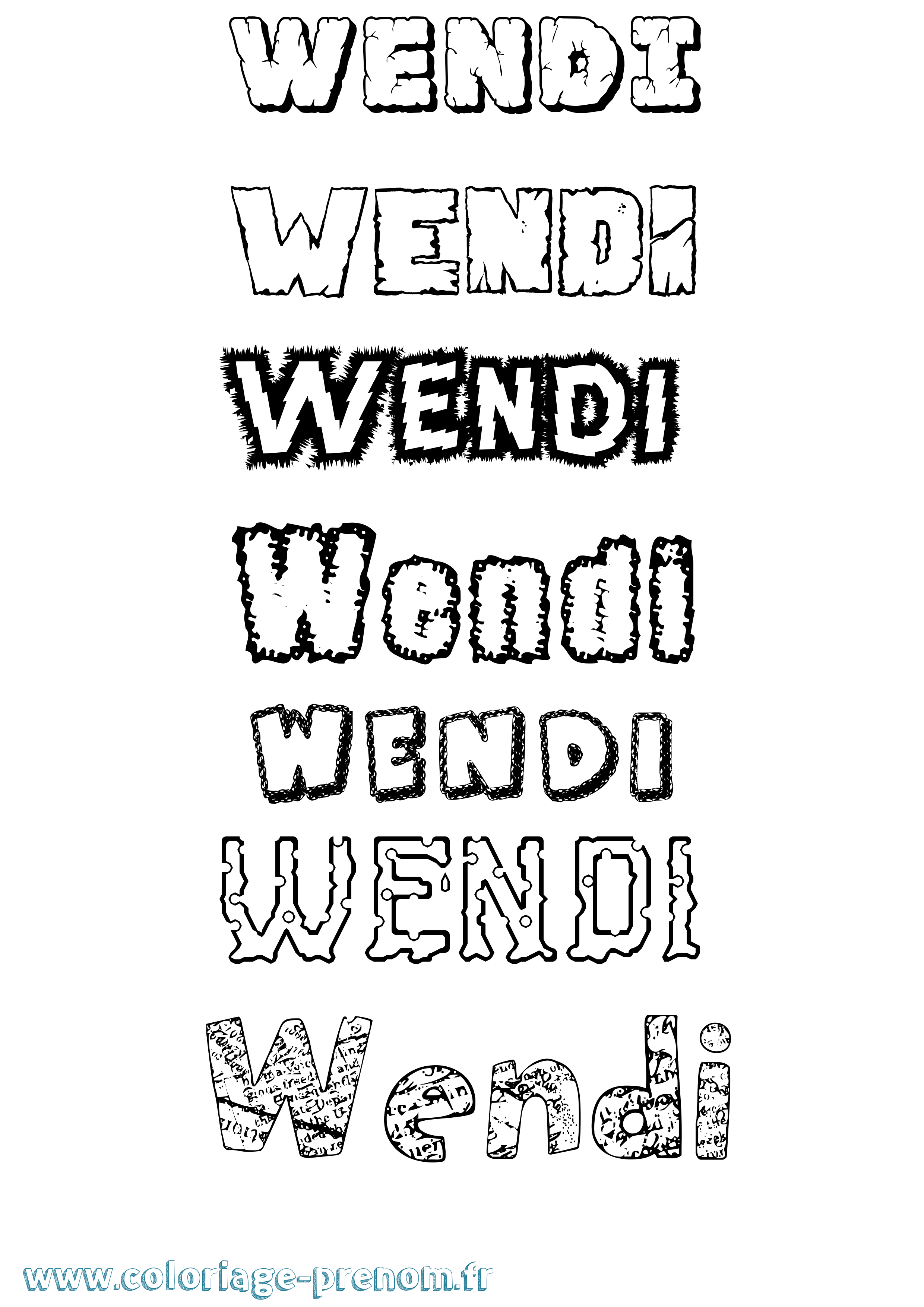 Coloriage Wendi Destructuré Coloriage prénom Wendi Destructuré