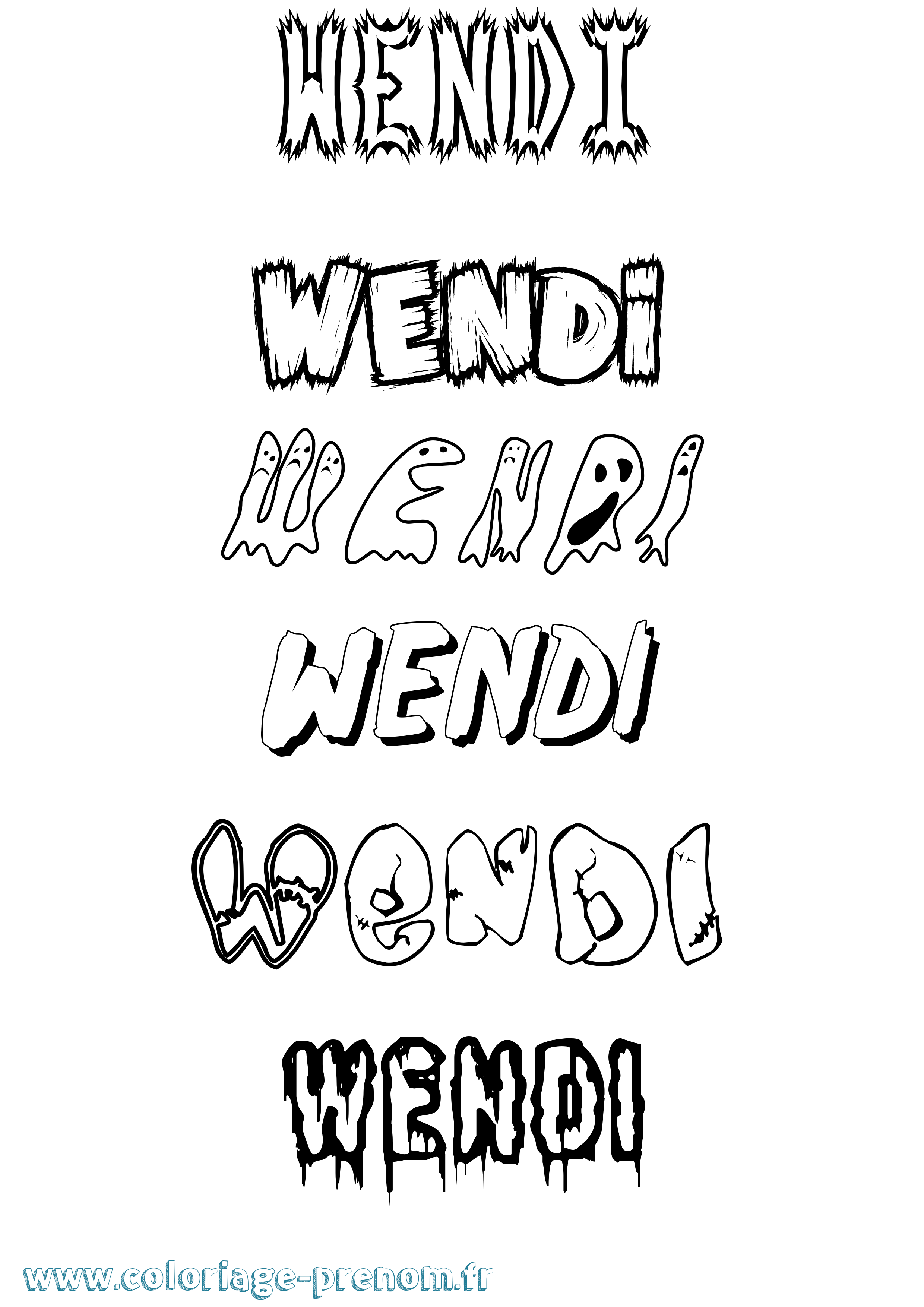 Coloriage Wendi Frisson Coloriage prénom Wendi Frisson
