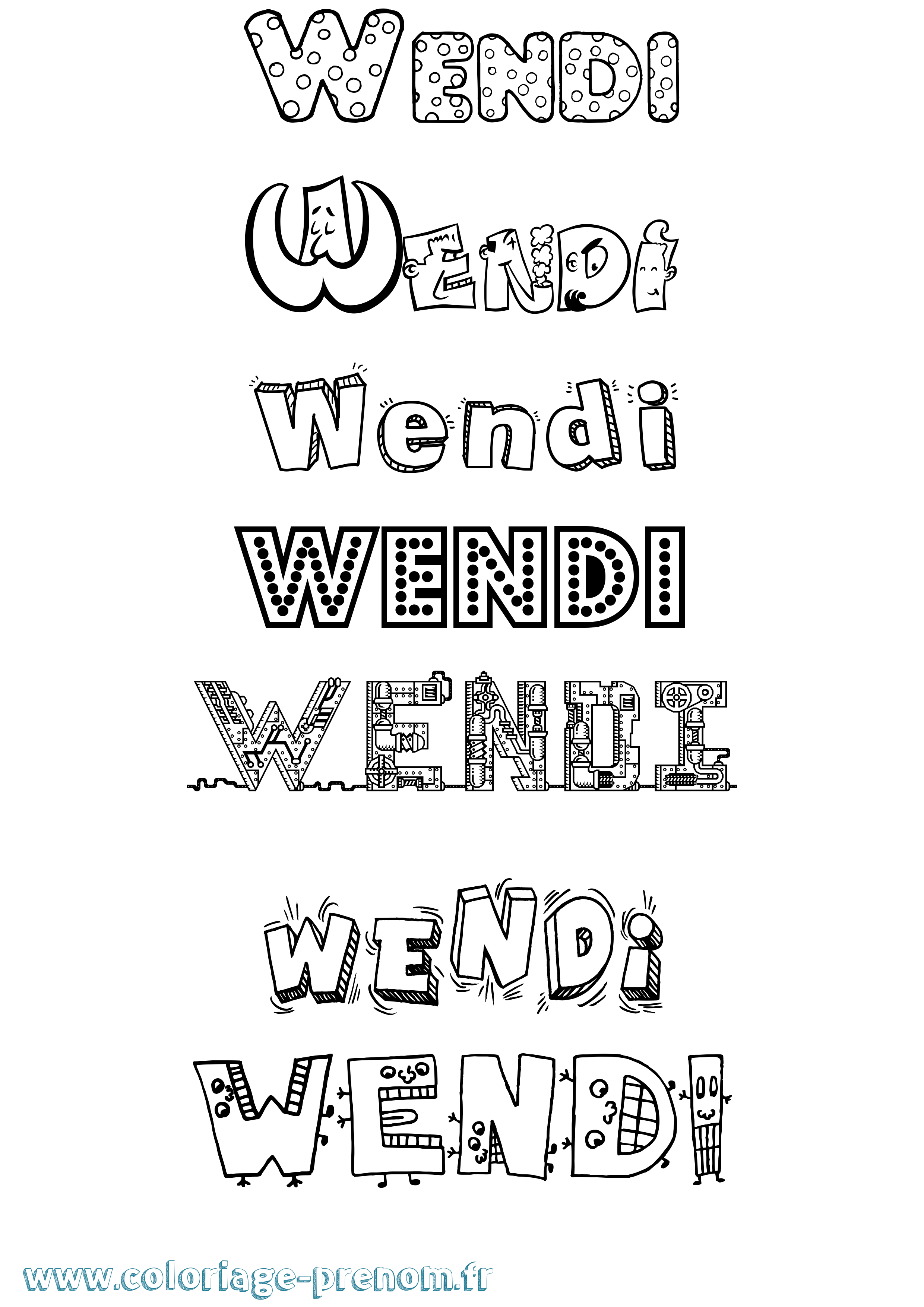 Coloriage Wendi Fun Coloriage prénom Wendi Fun