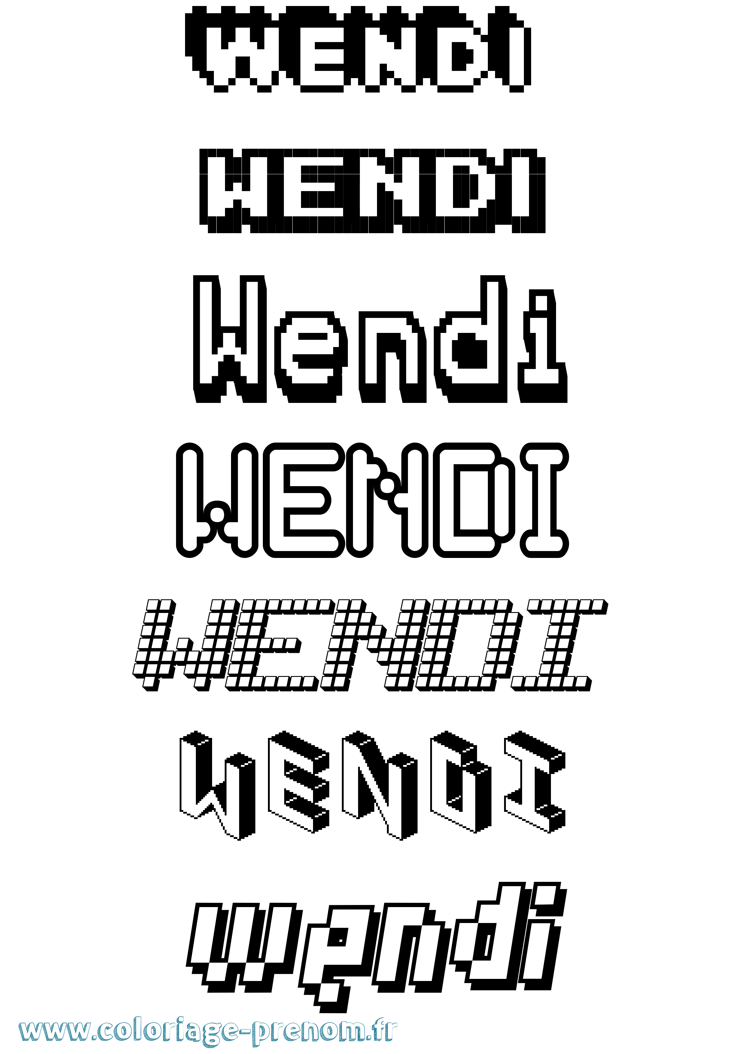 Coloriage Wendi Pixel Coloriage prénom Wendi Pixel