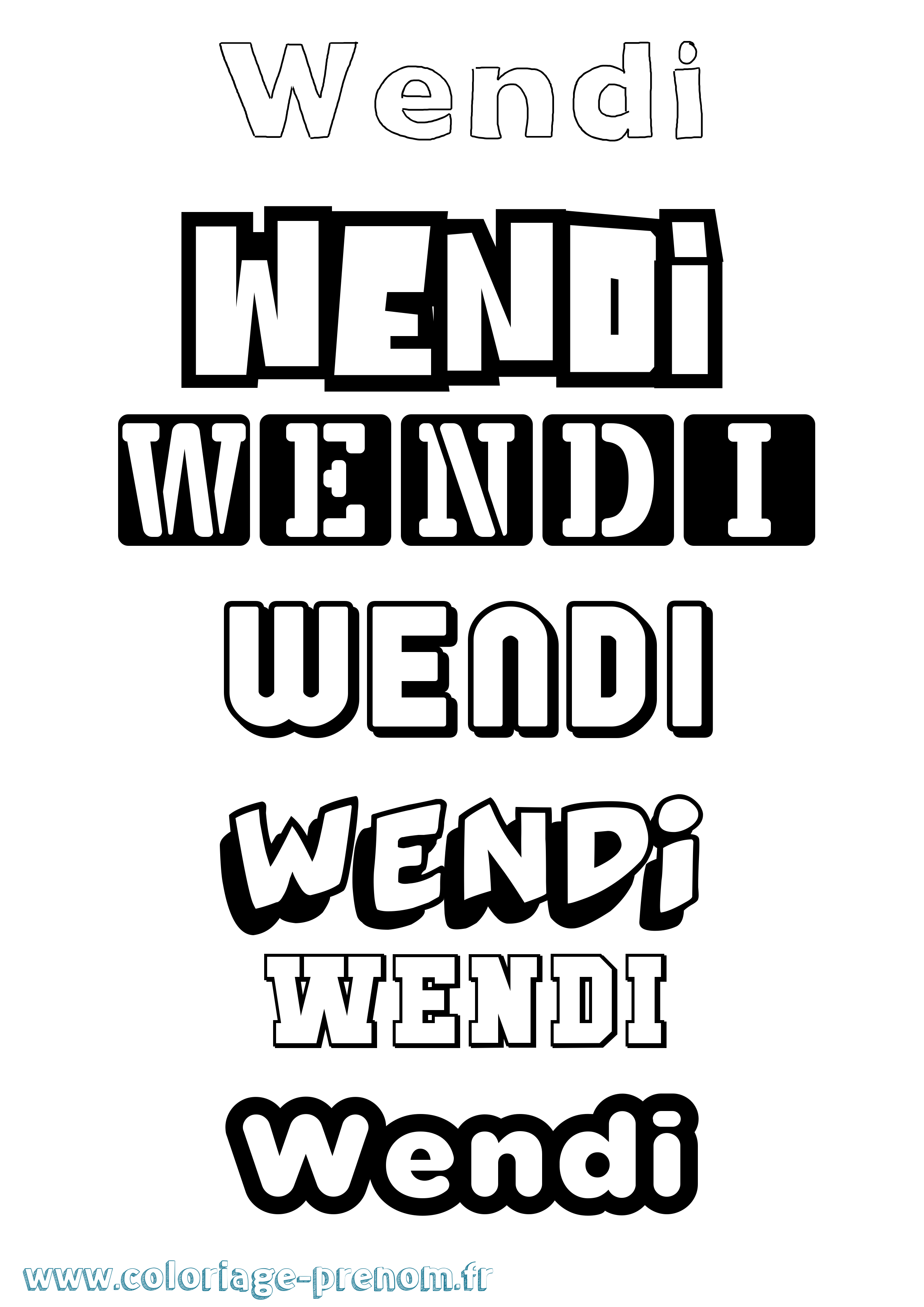 Coloriage Wendi Simple Coloriage prénom Wendi Simple