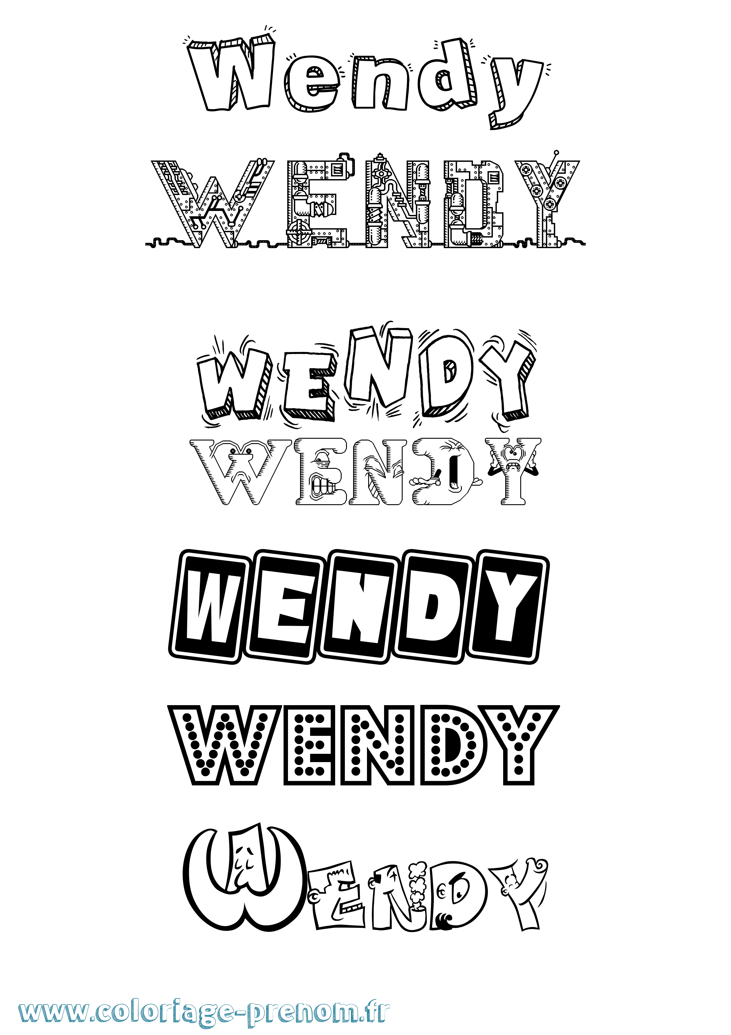 Coloriage prénom Wendy Fun