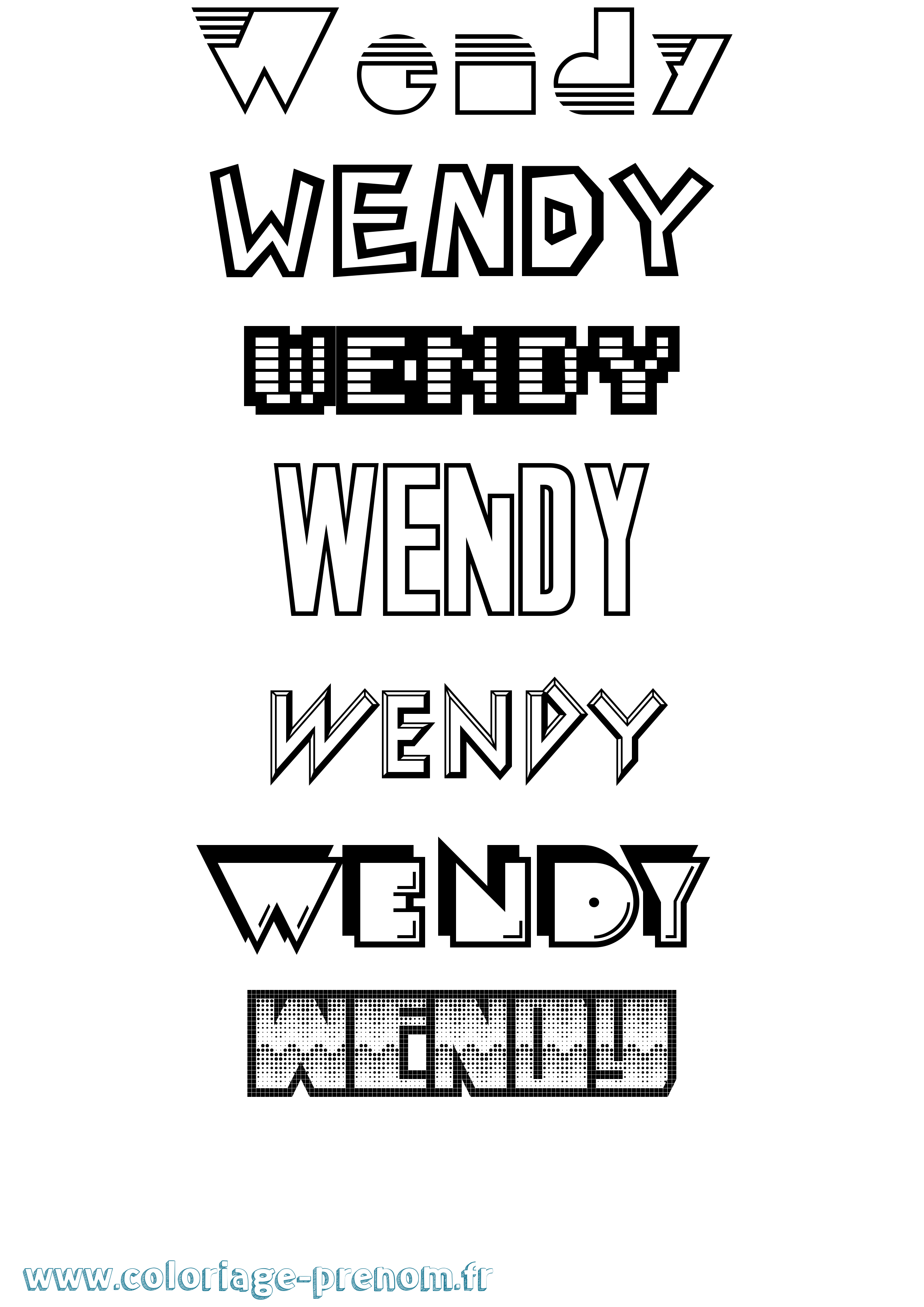 Coloriage prénom Wendy
