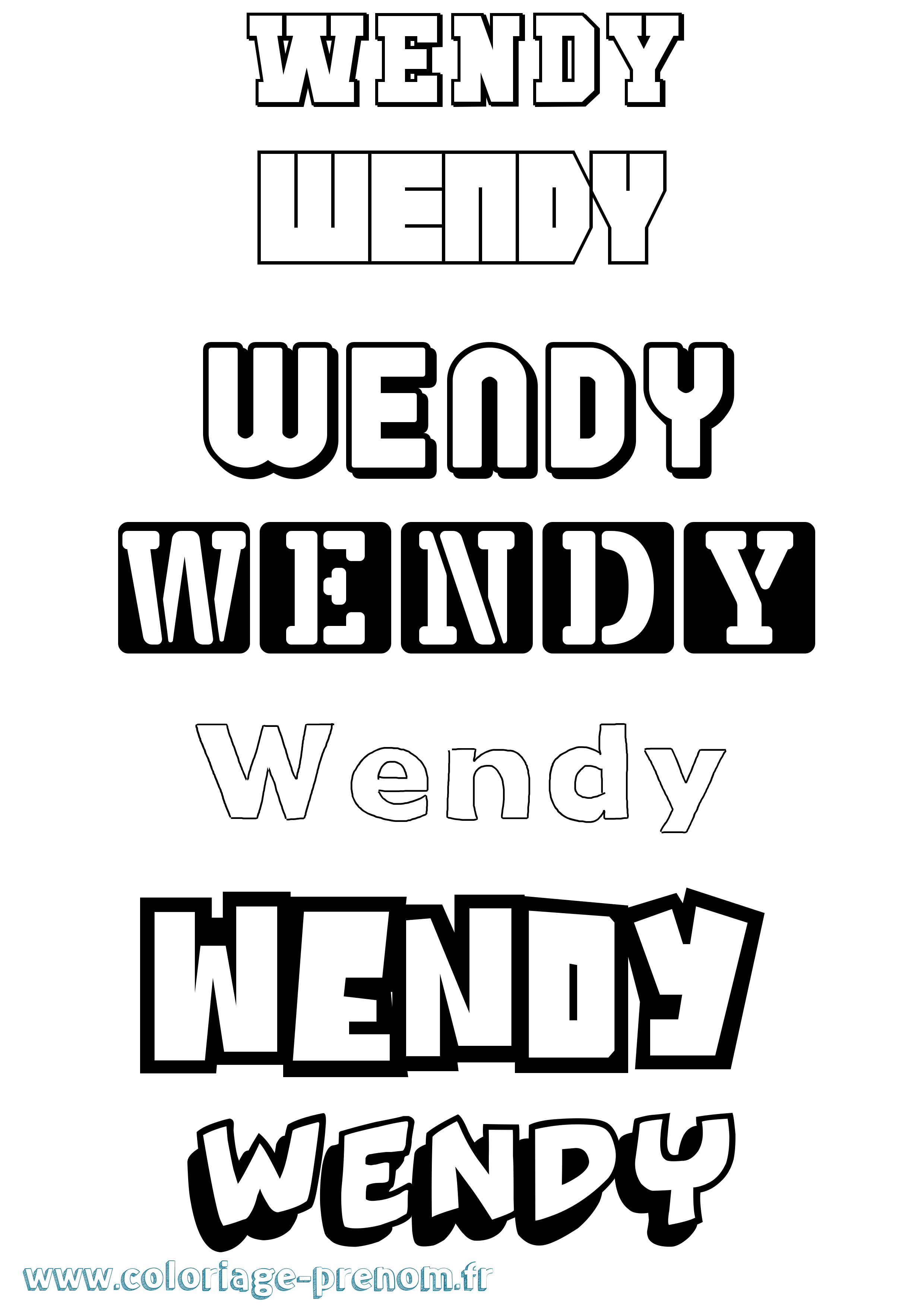 Coloriage prénom Wendy Simple