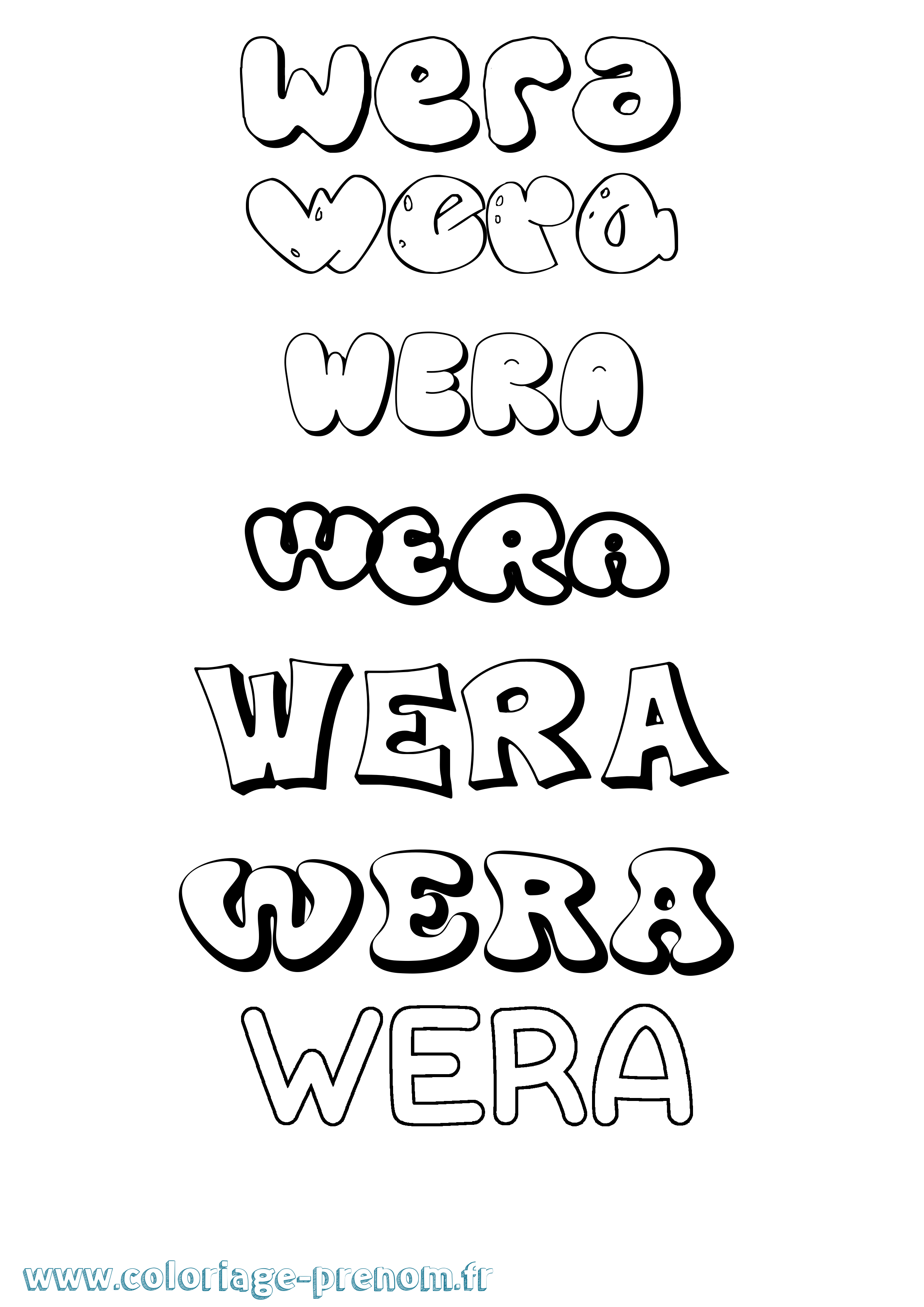 Coloriage Wera Bubble Coloriage prénom Wera Bubble