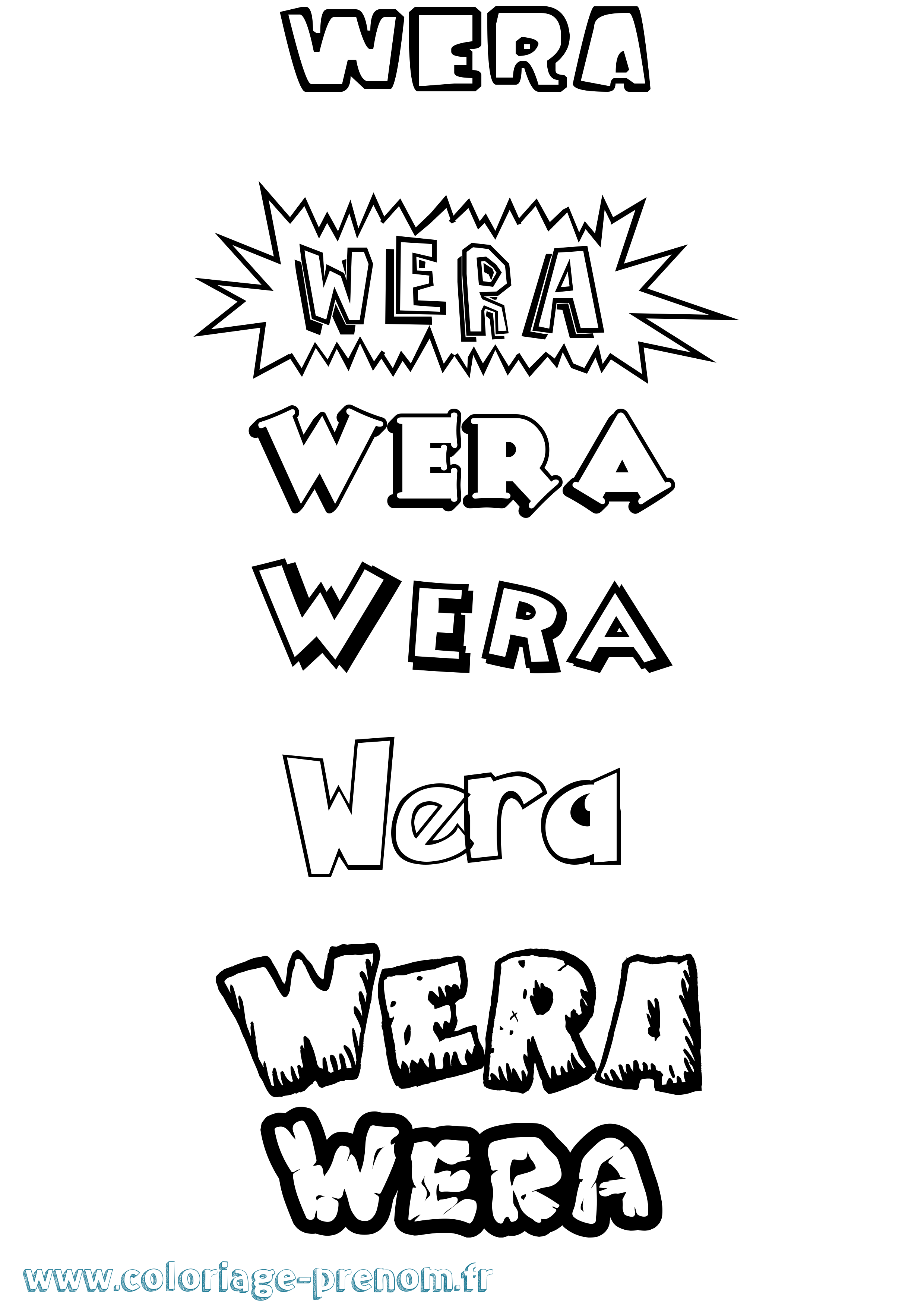 Coloriage Wera Dessin Animé Coloriage prénom Wera Dessin Animé