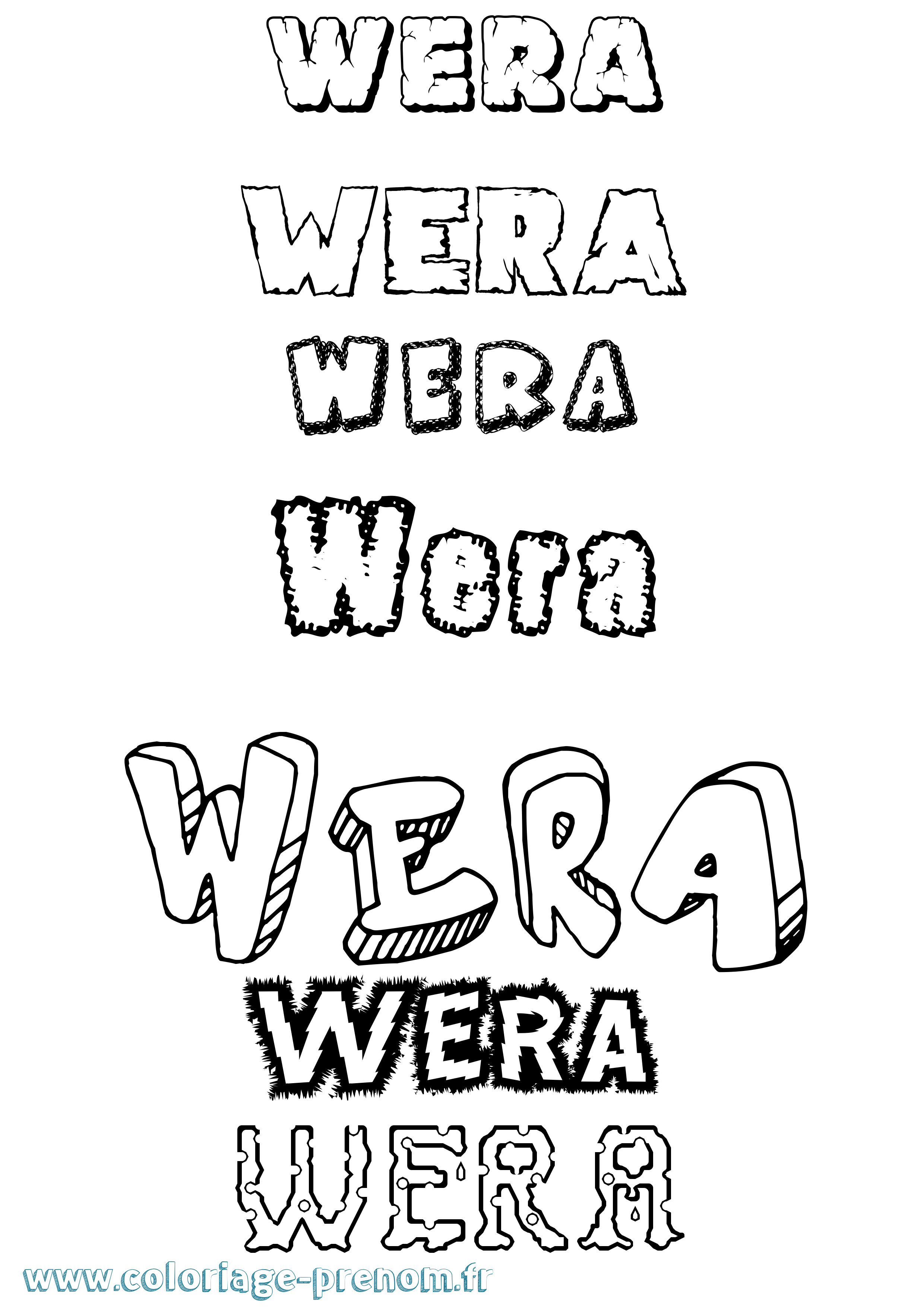 Coloriage Wera Destructuré Coloriage prénom Wera Destructuré
