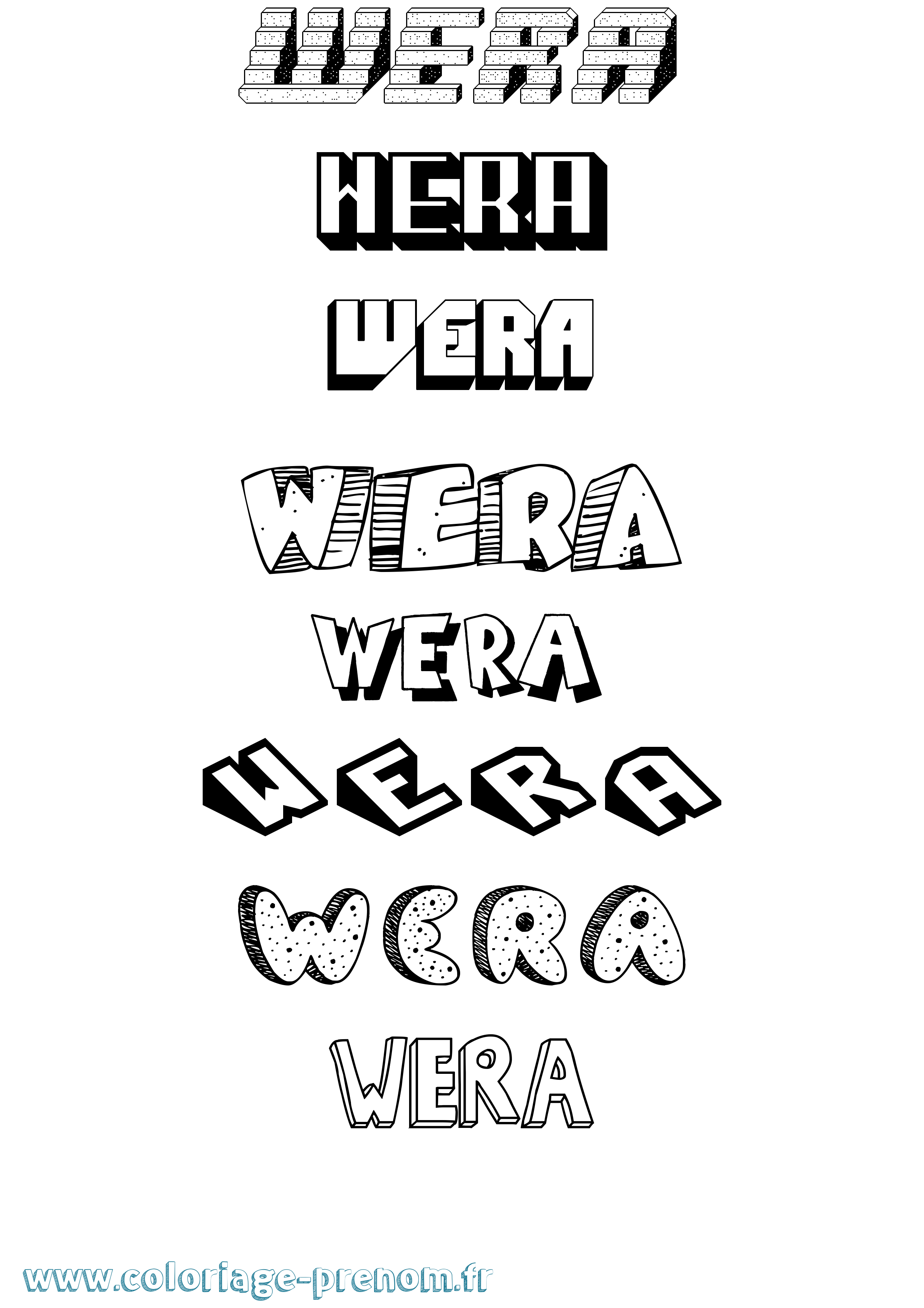 Coloriage Wera Effet 3D Coloriage prénom Wera Effet 3D
