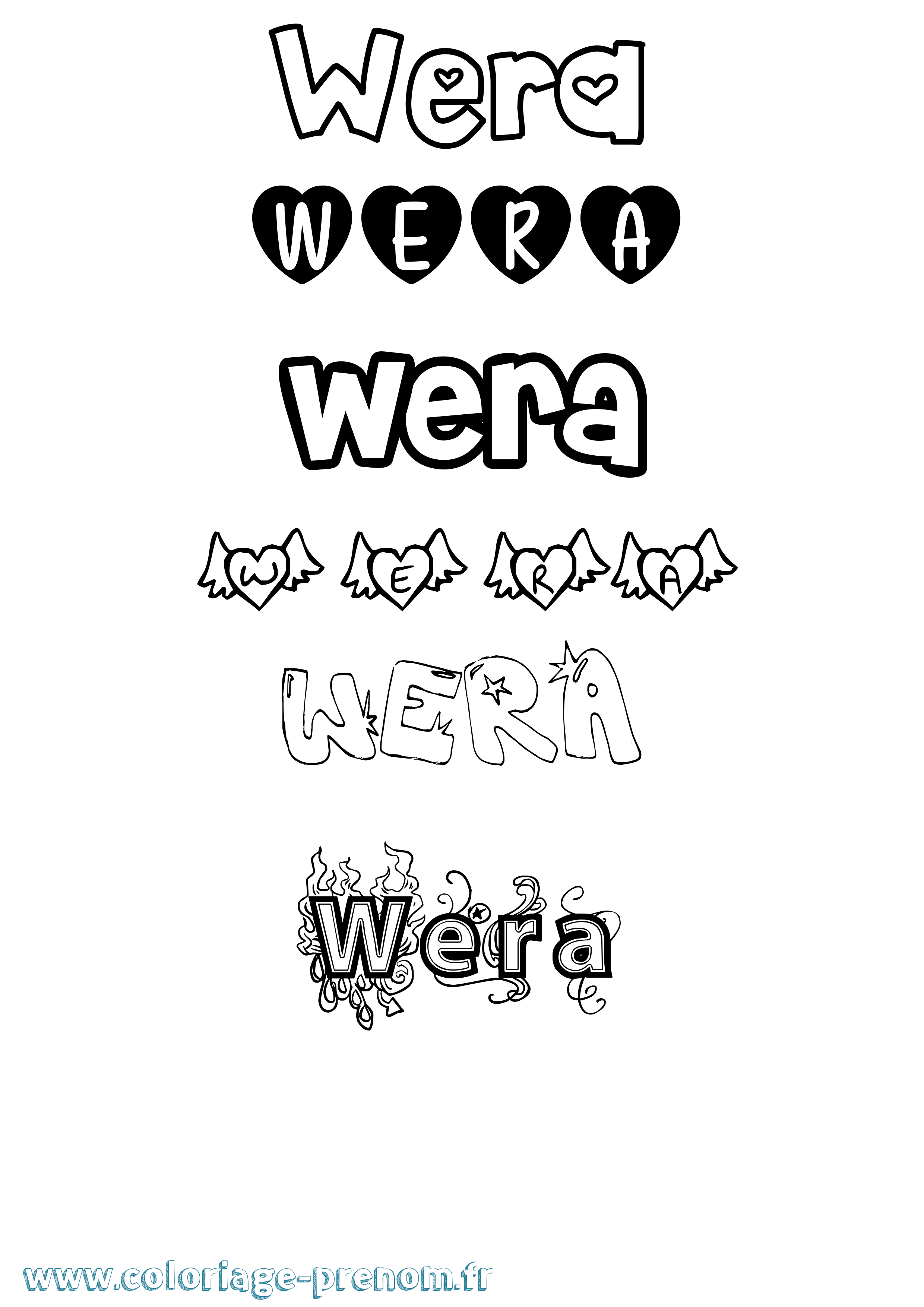 Coloriage Wera Girly Coloriage prénom Wera Girly