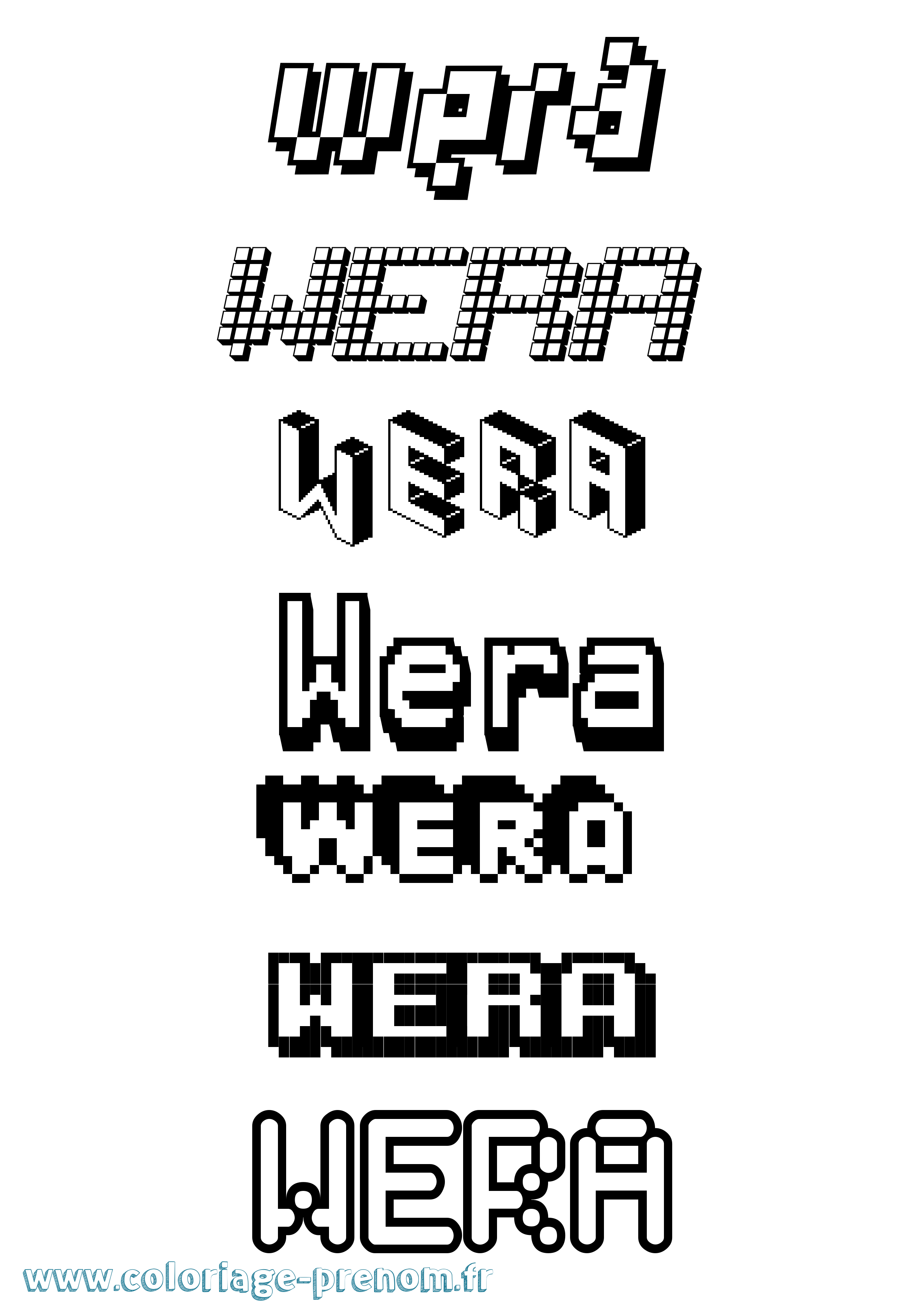 Coloriage Wera Pixel Coloriage prénom Wera Pixel