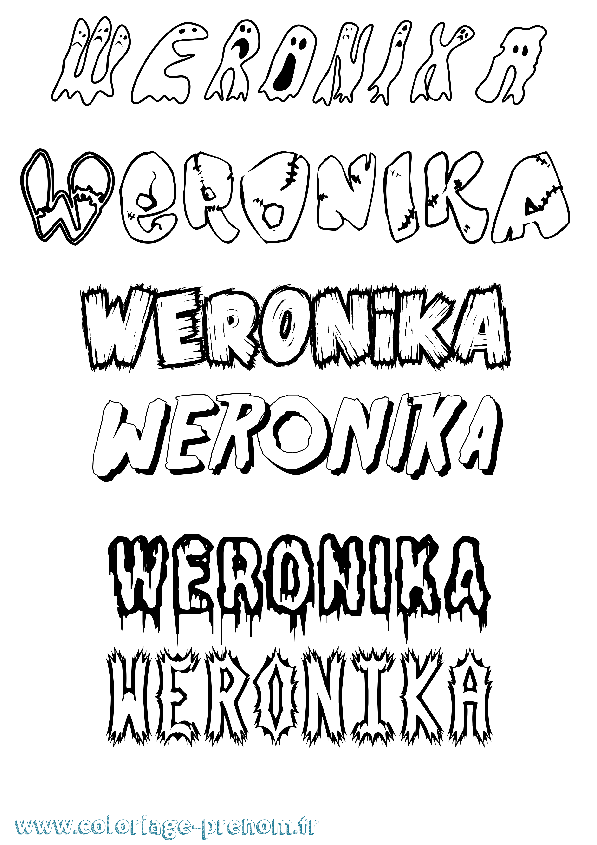 Coloriage prénom Weronika Frisson