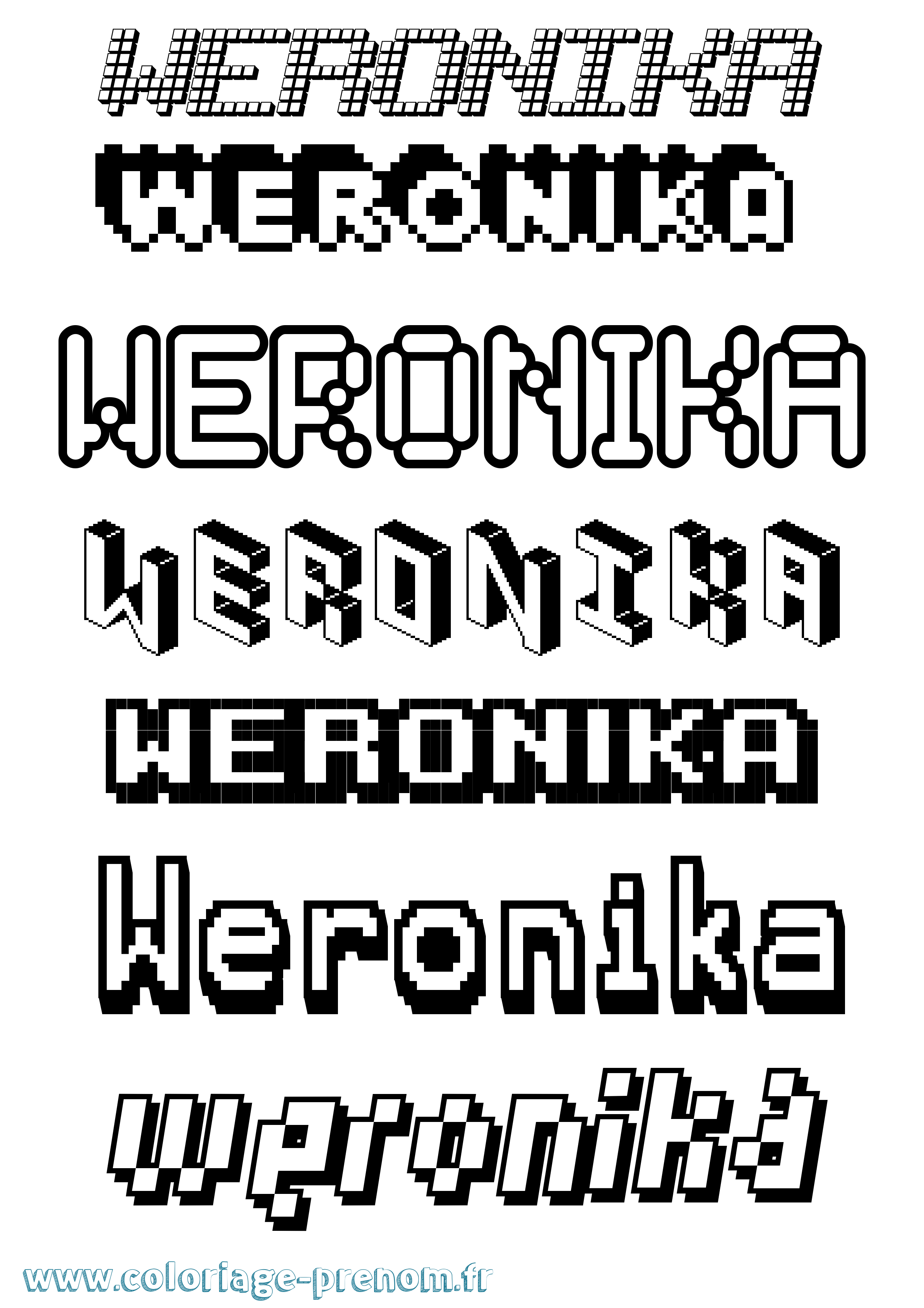 Coloriage prénom Weronika Pixel