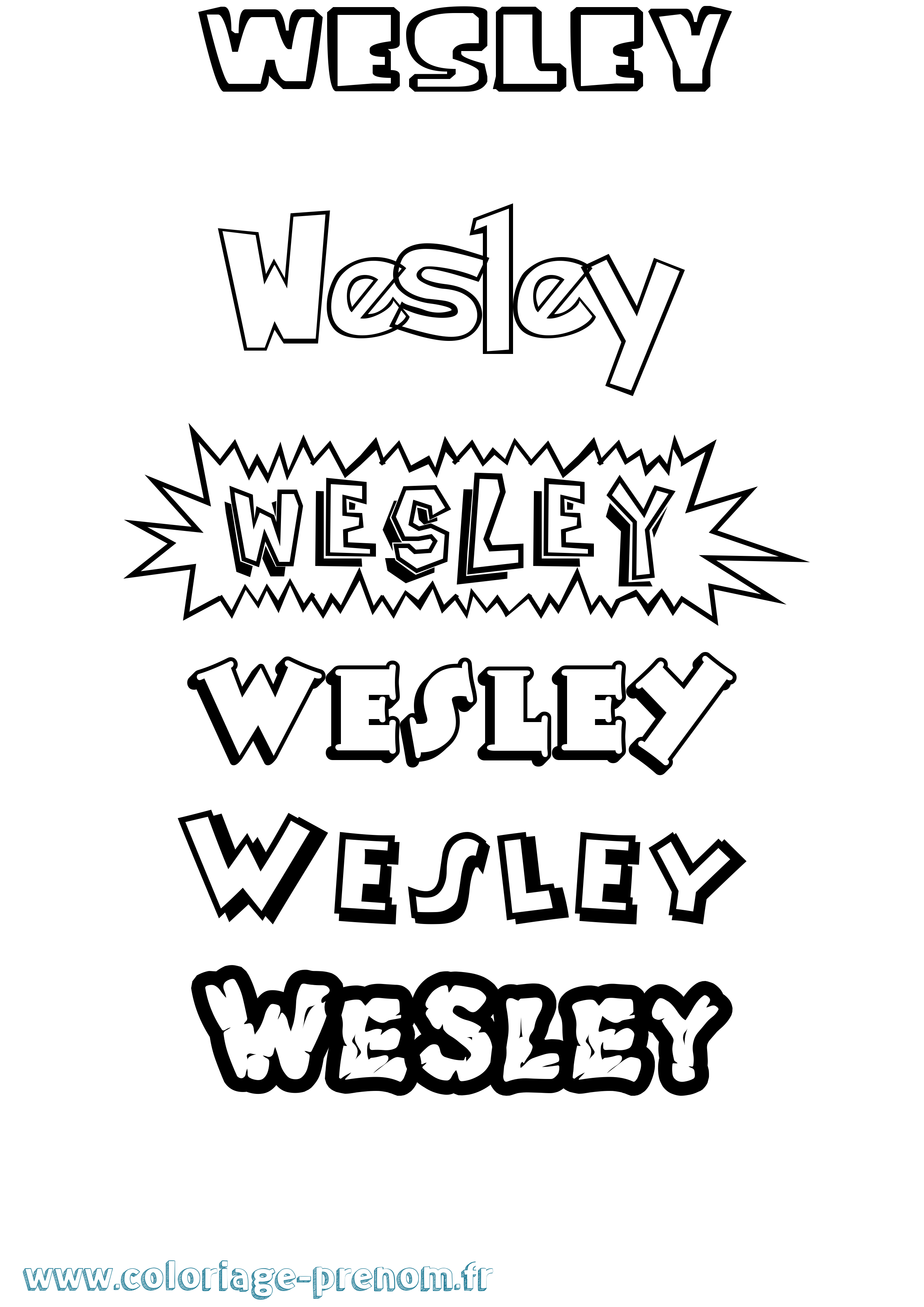 Coloriage prénom Wesley Dessin Animé