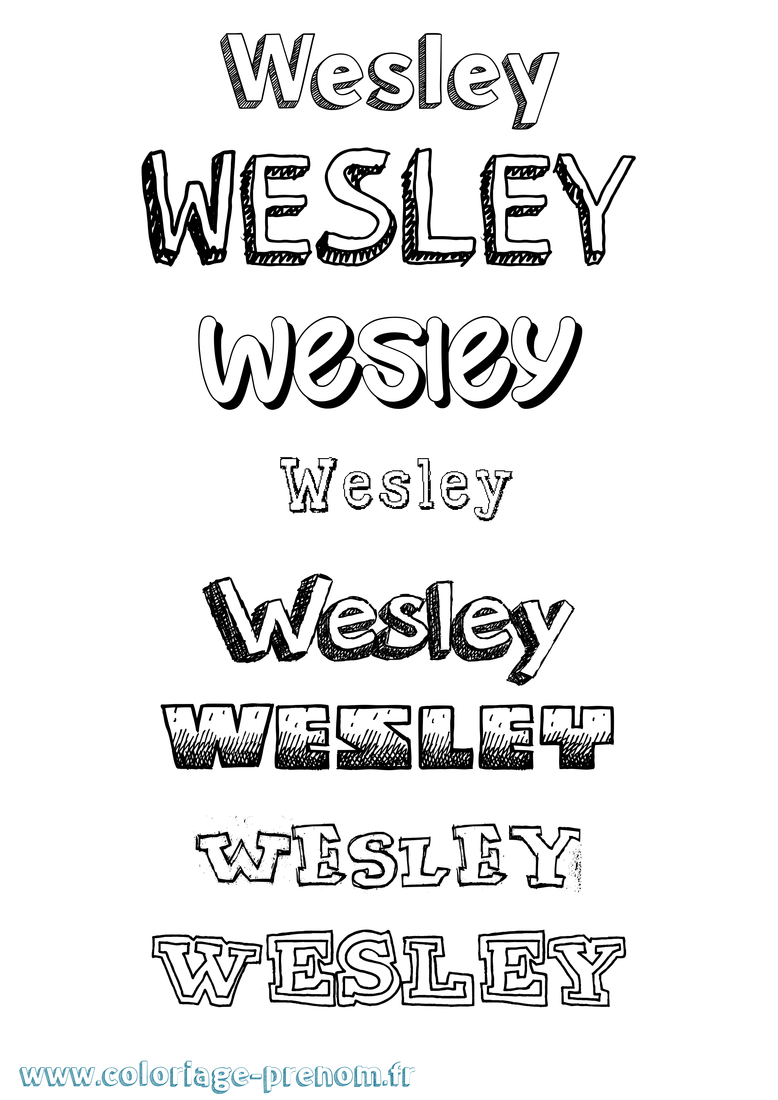 Coloriage prénom Wesley Dessiné