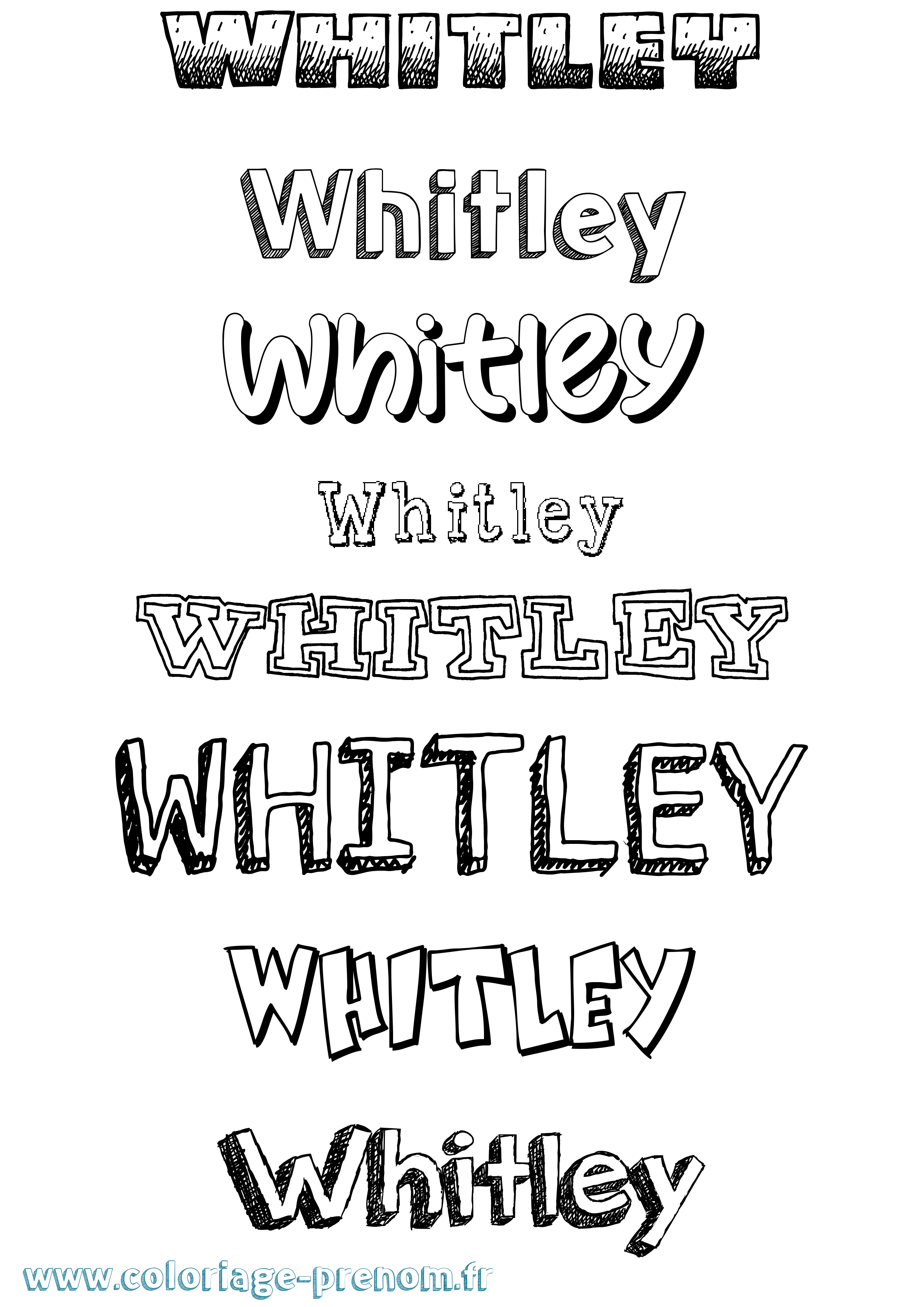 Coloriage prénom Whitley Dessiné