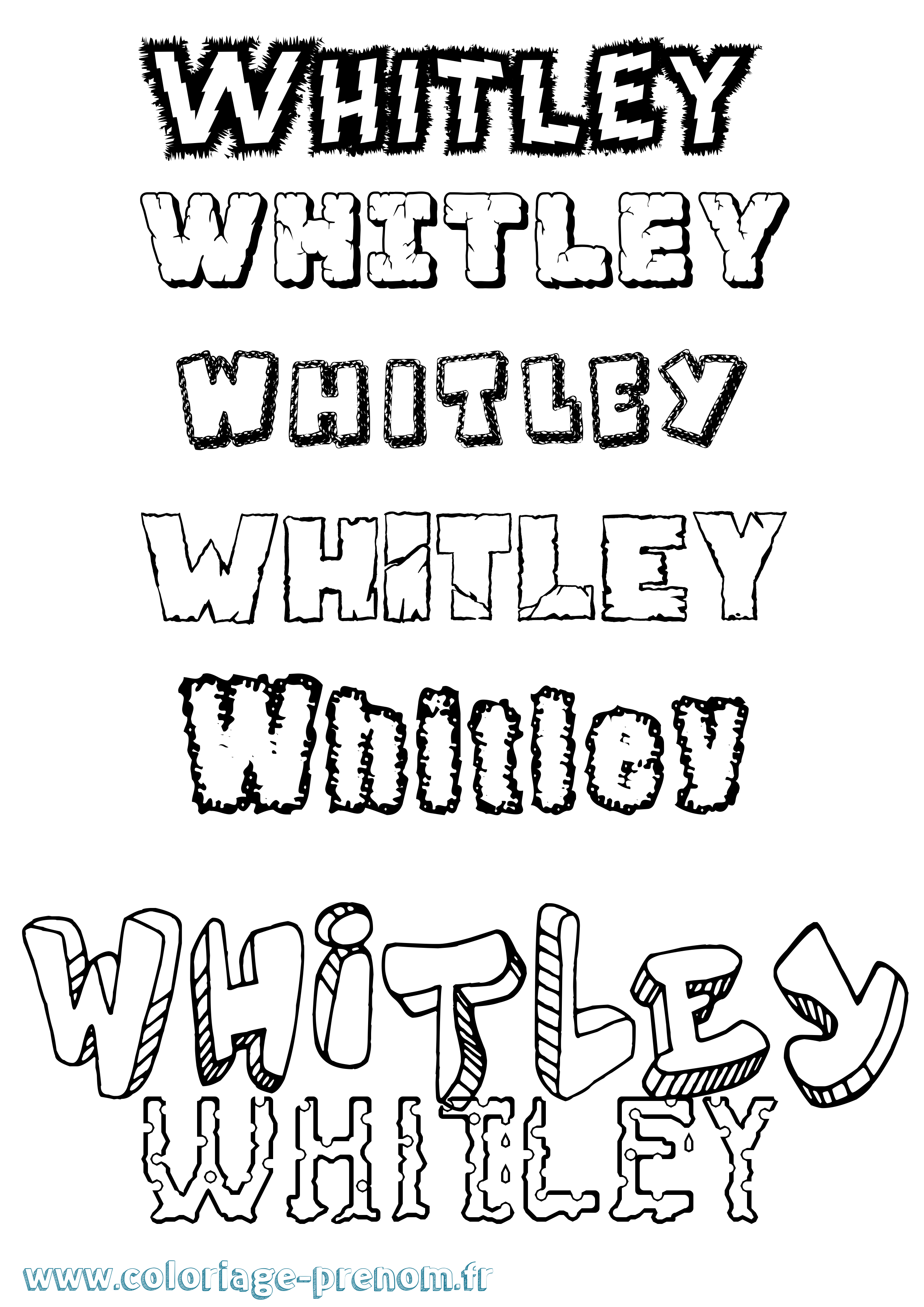Coloriage prénom Whitley Destructuré