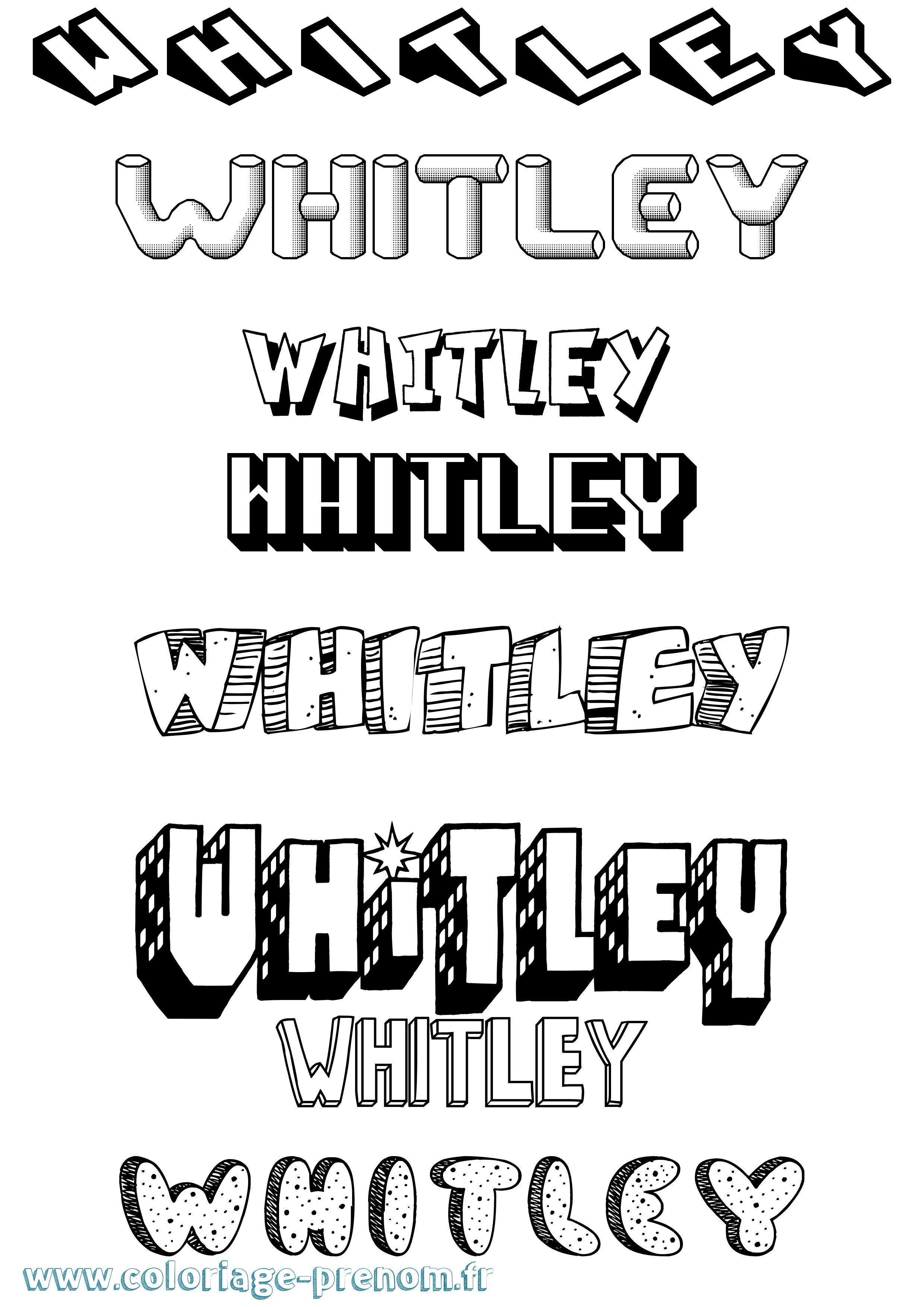 Coloriage prénom Whitley Effet 3D