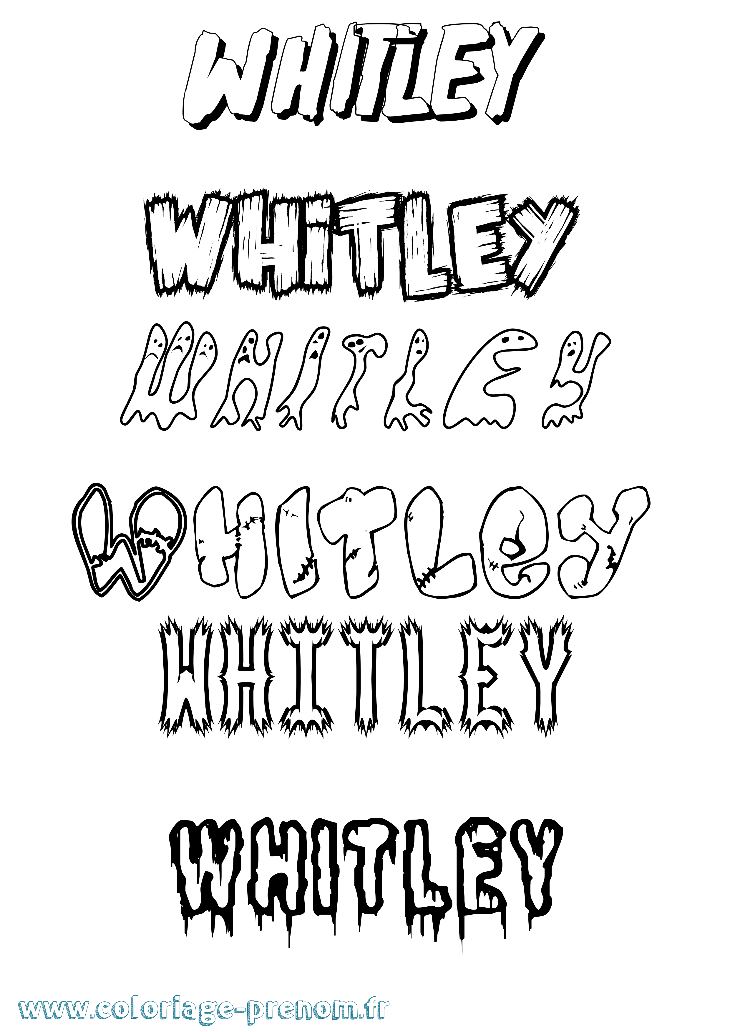 Coloriage prénom Whitley Frisson