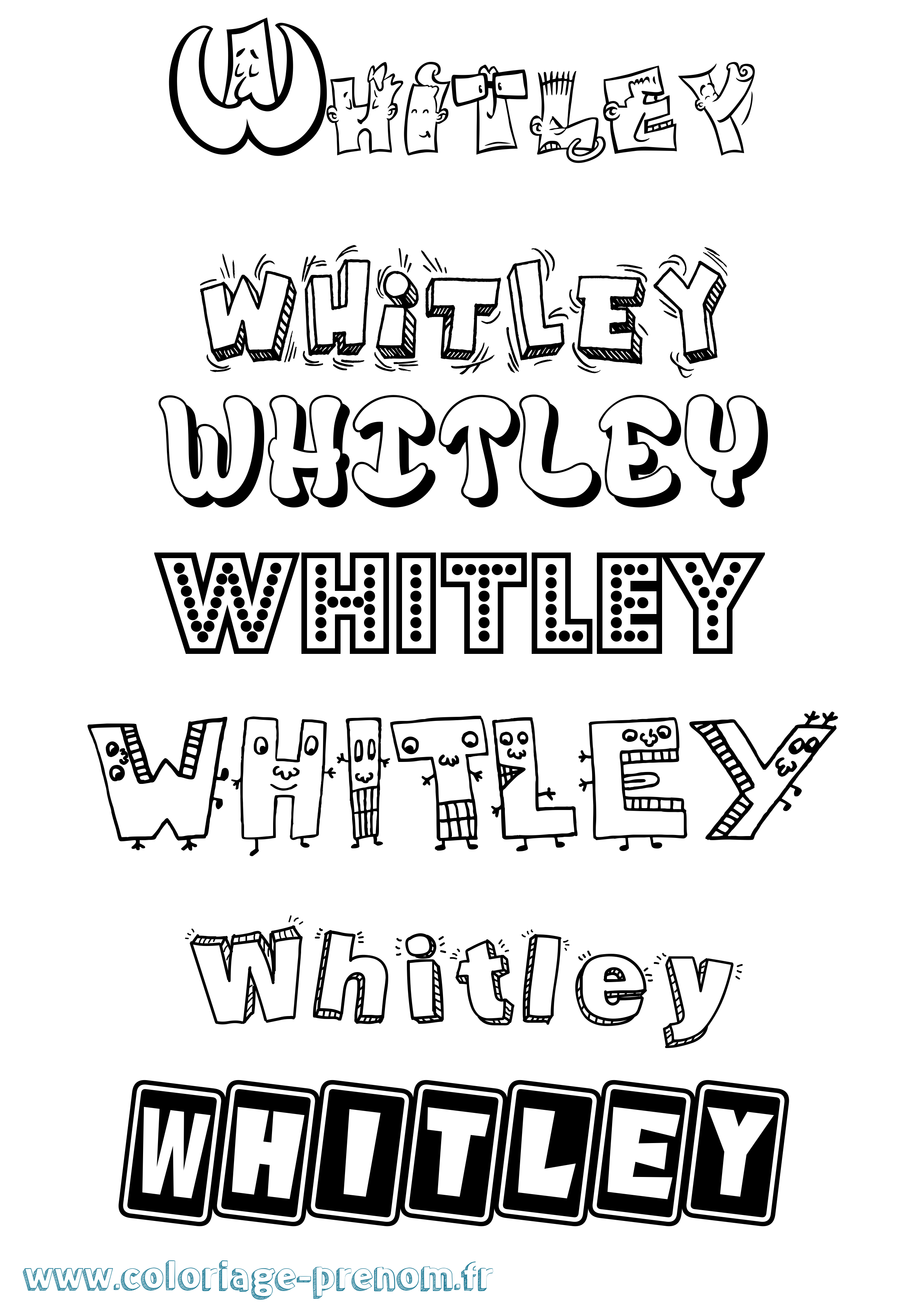 Coloriage prénom Whitley Fun
