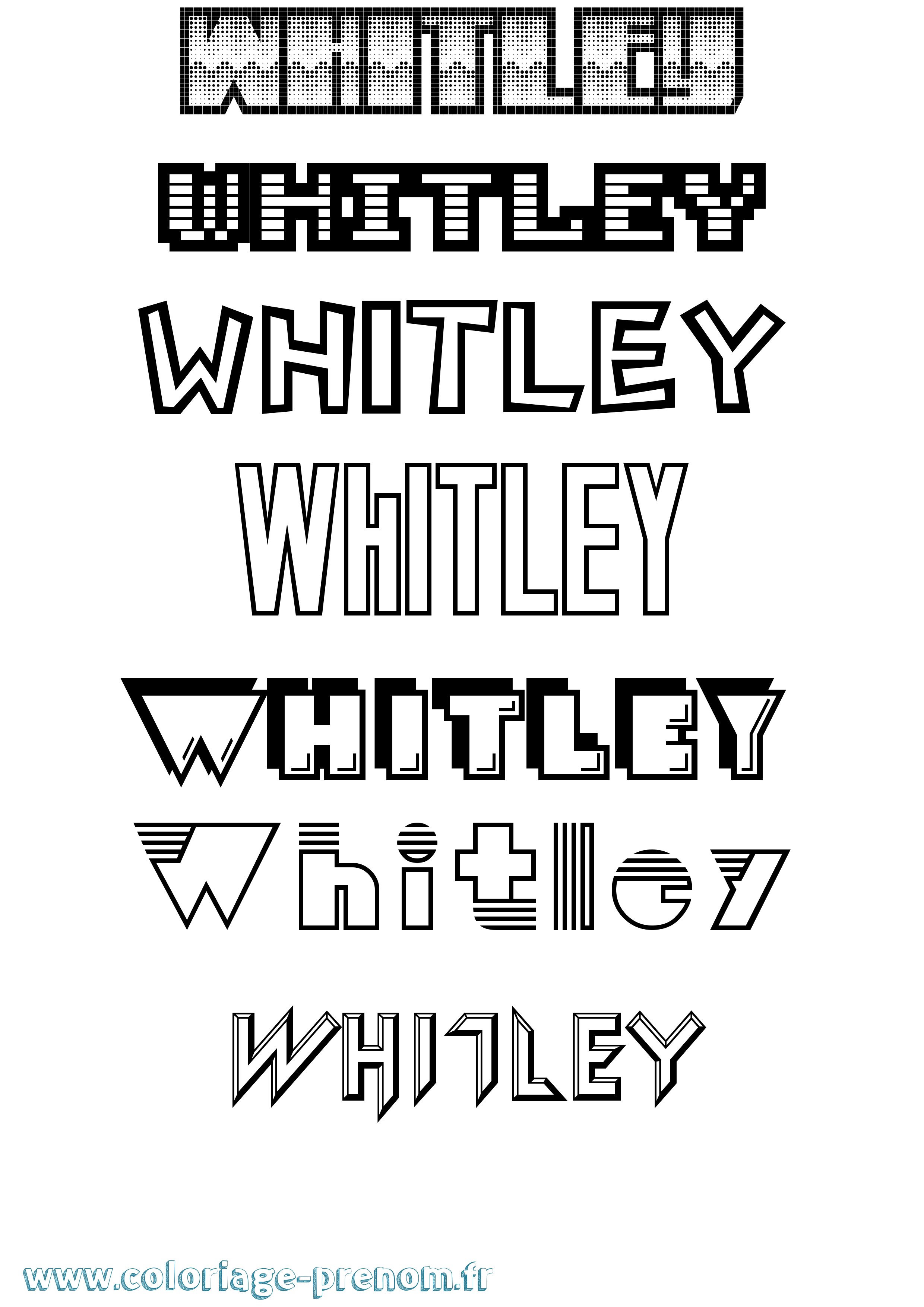 Coloriage prénom Whitley Jeux Vidéos