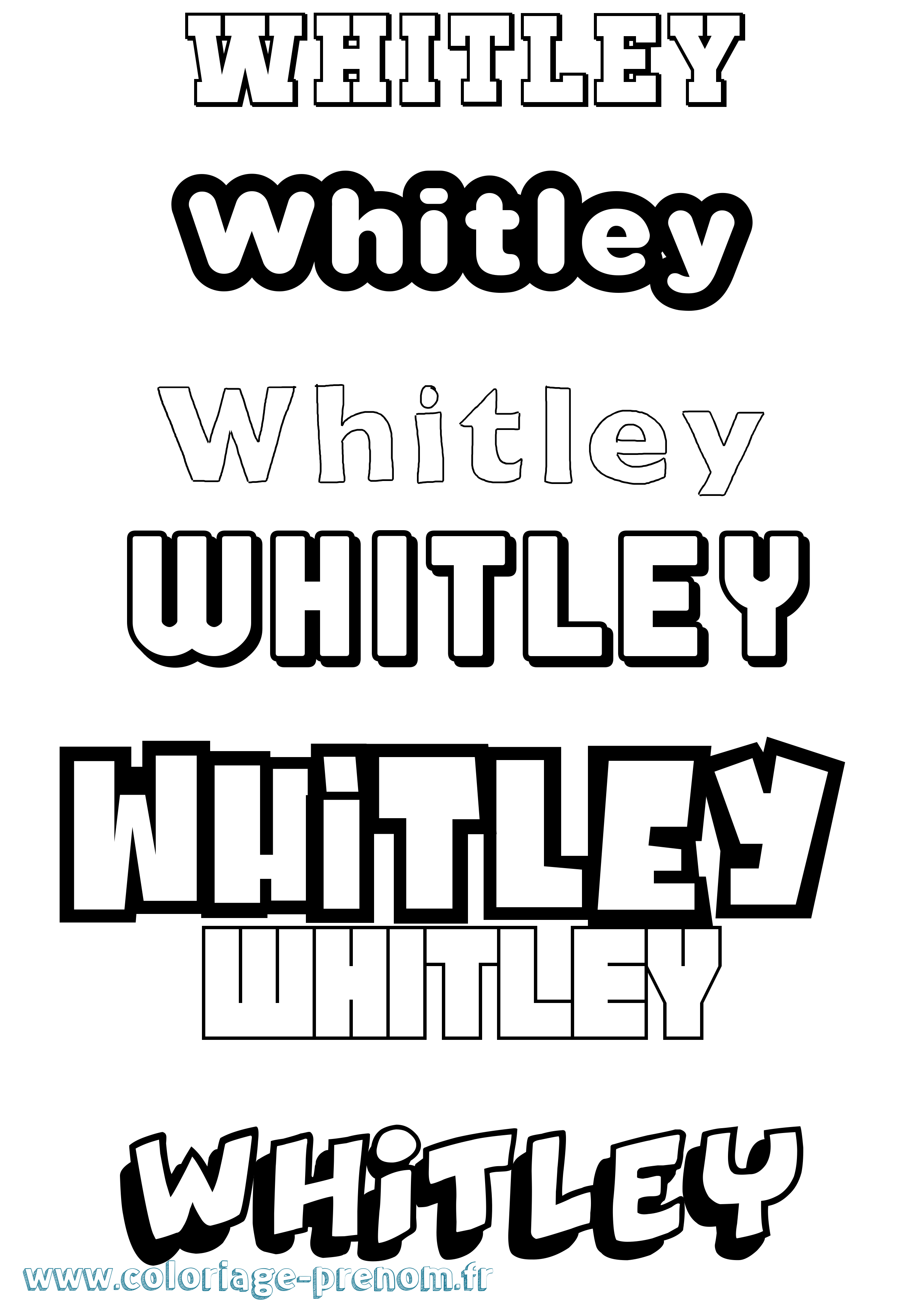 Coloriage prénom Whitley Simple