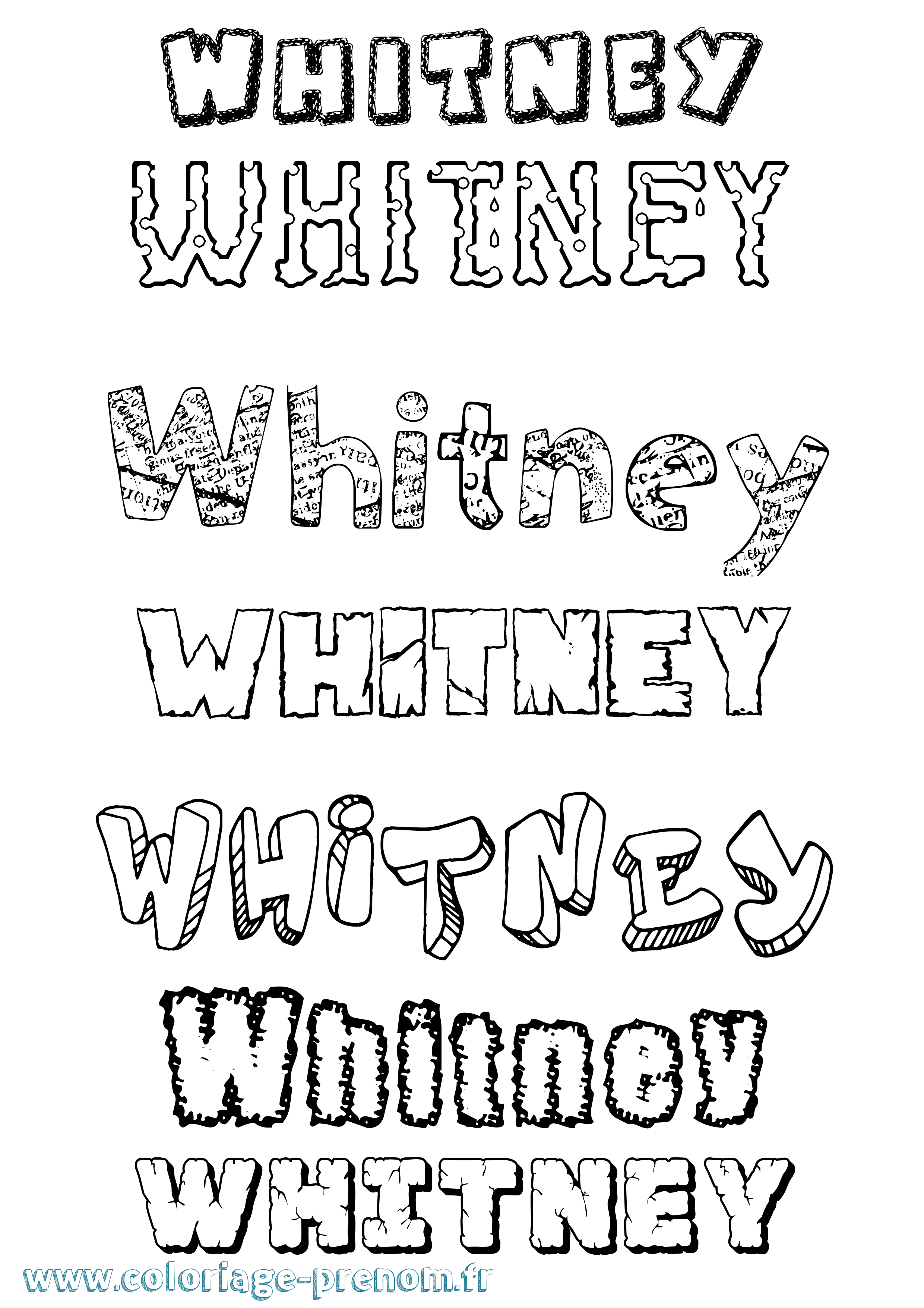 Coloriage prénom Whitney Destructuré
