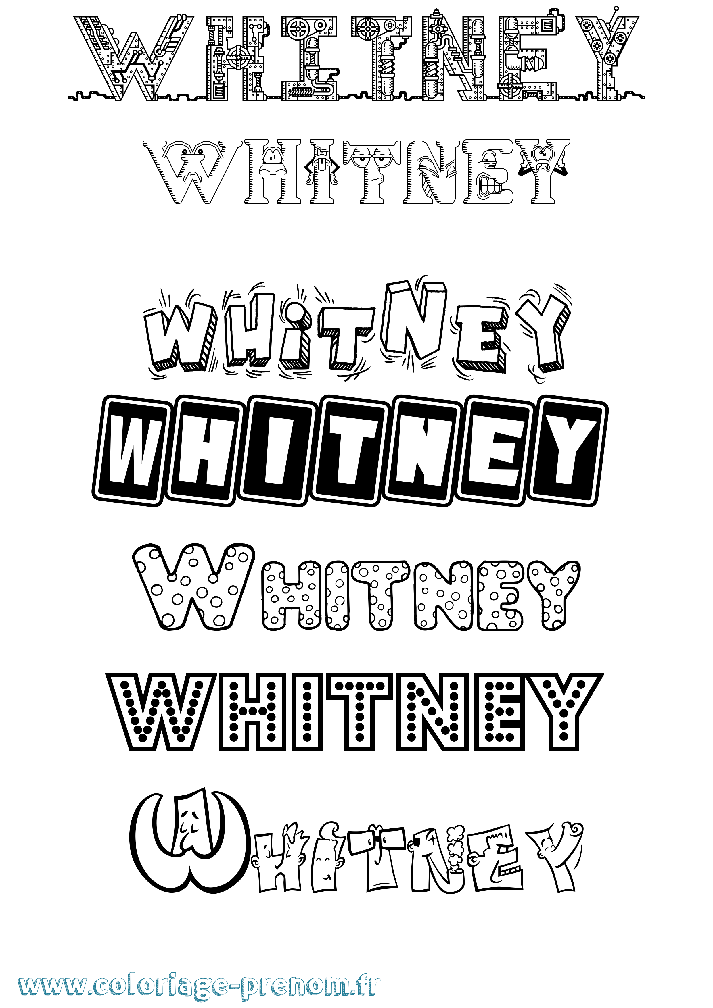 Coloriage prénom Whitney Fun