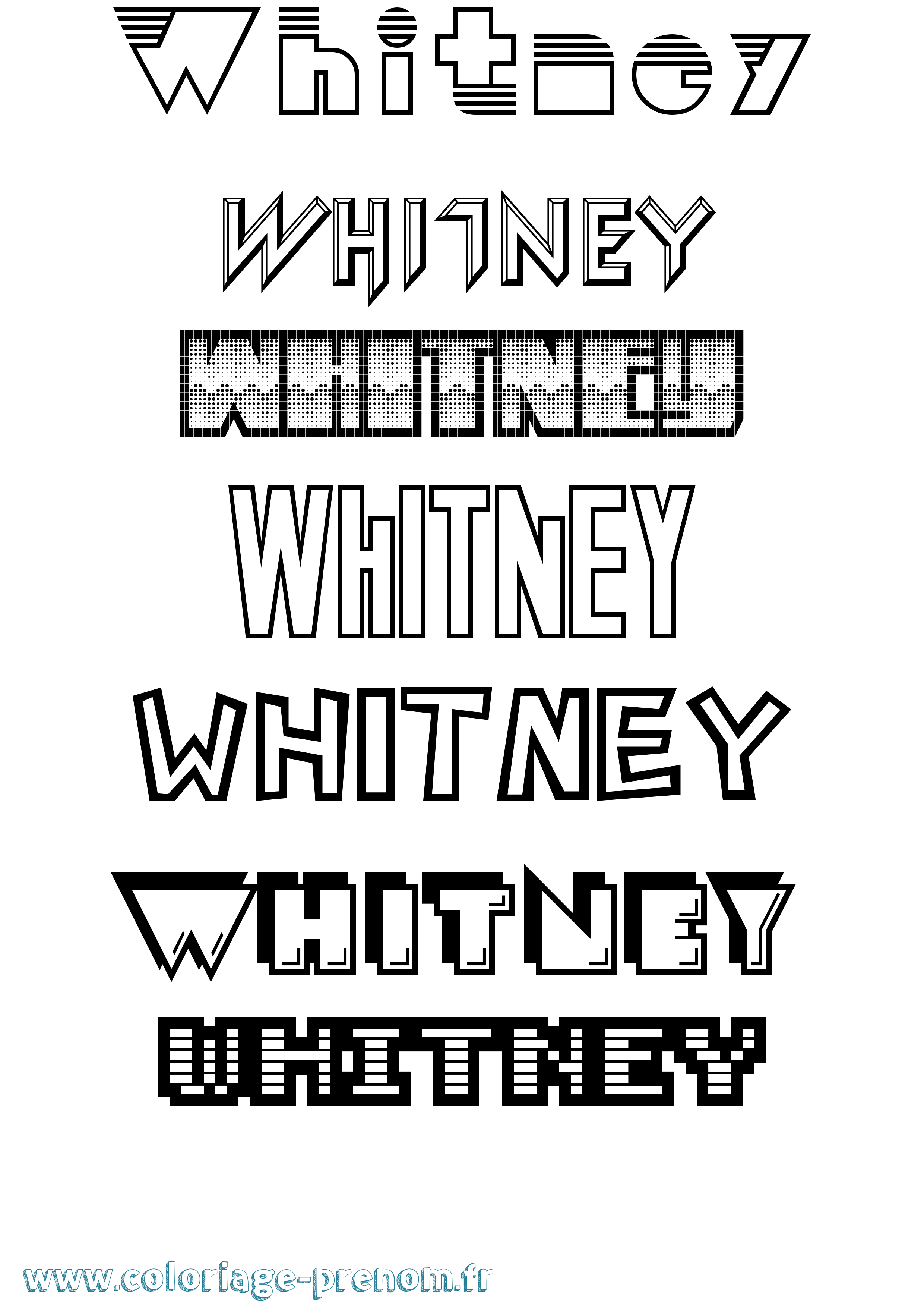 Coloriage prénom Whitney Jeux Vidéos