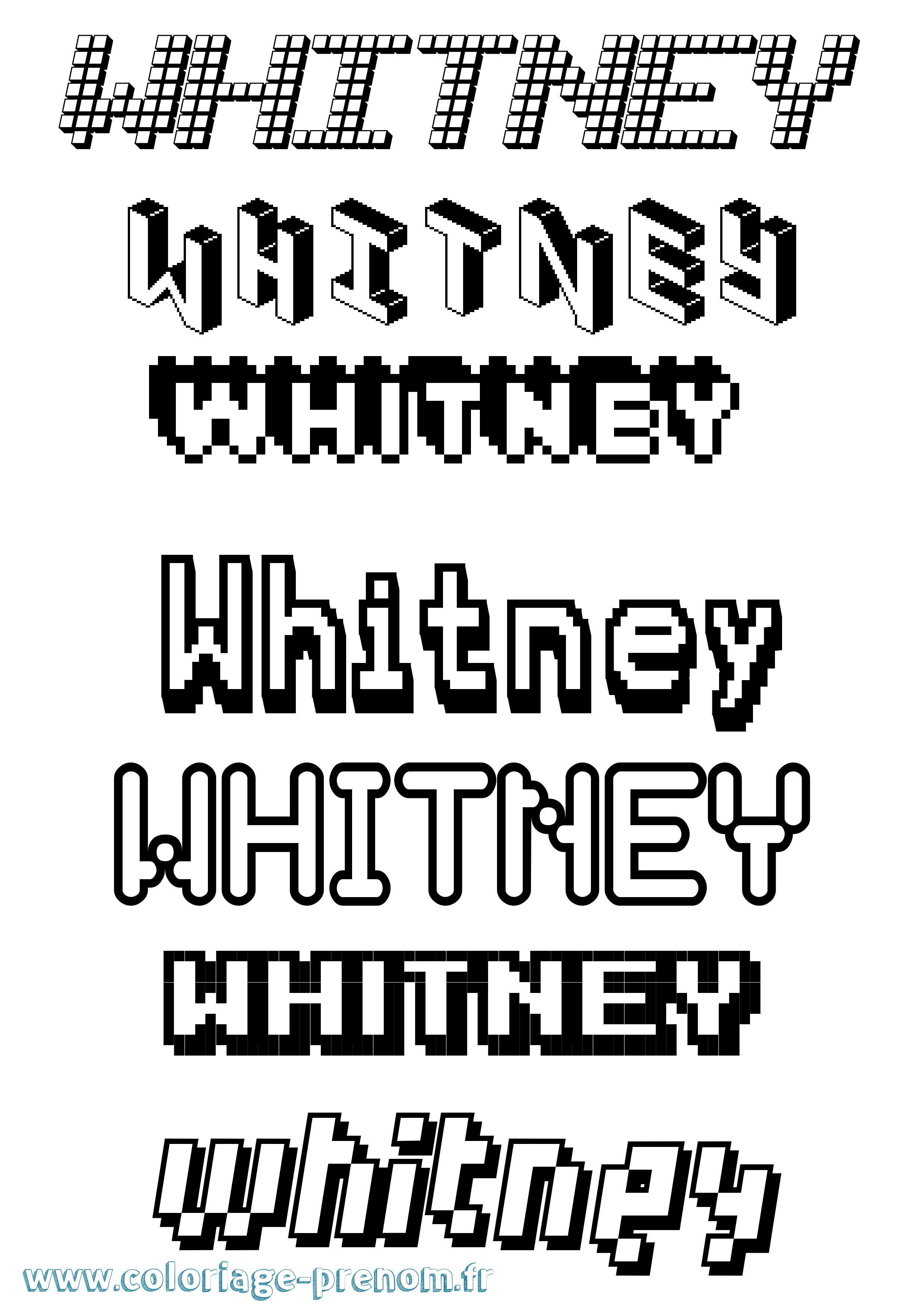 Coloriage prénom Whitney Pixel