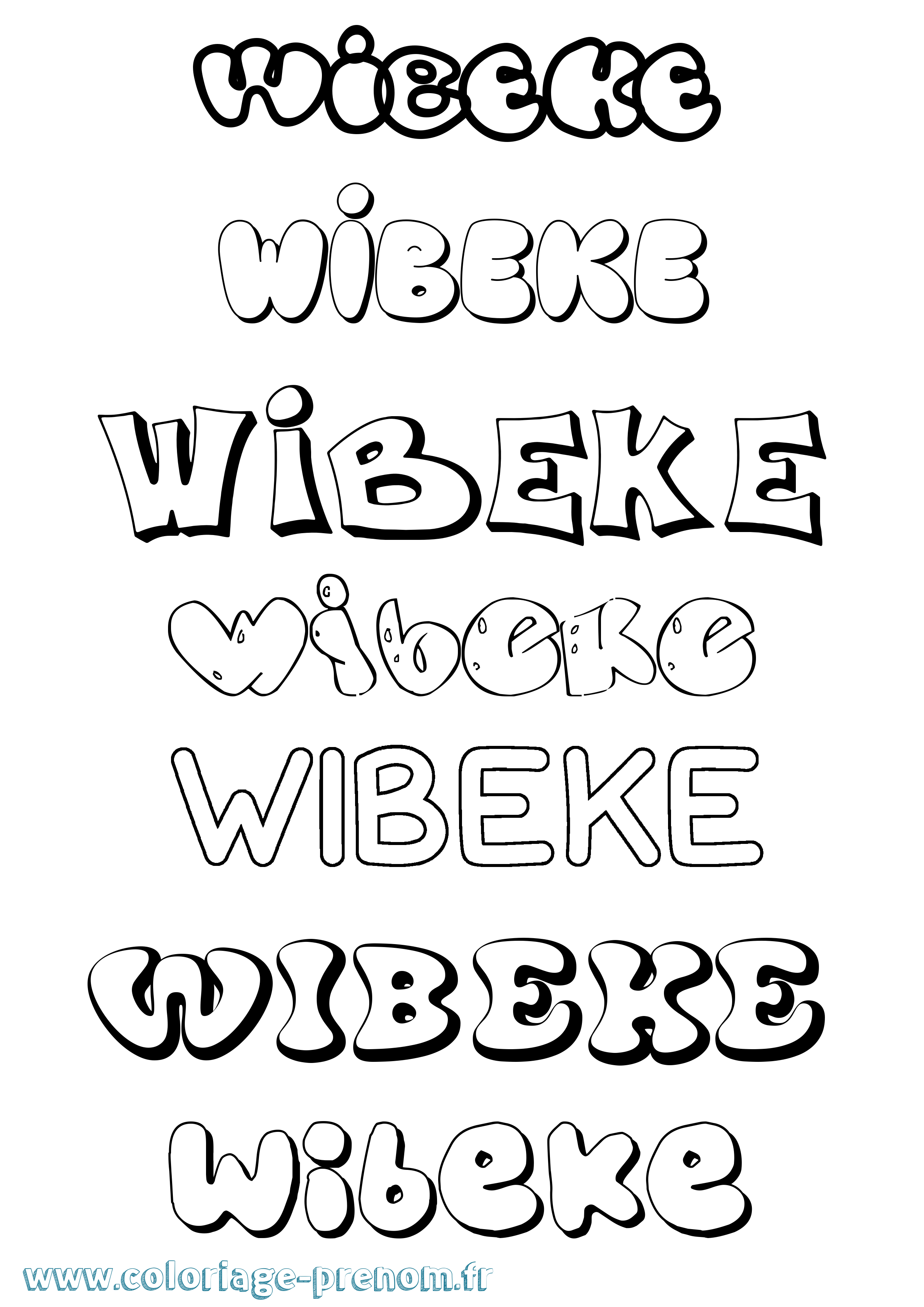 Coloriage prénom Wibeke Bubble