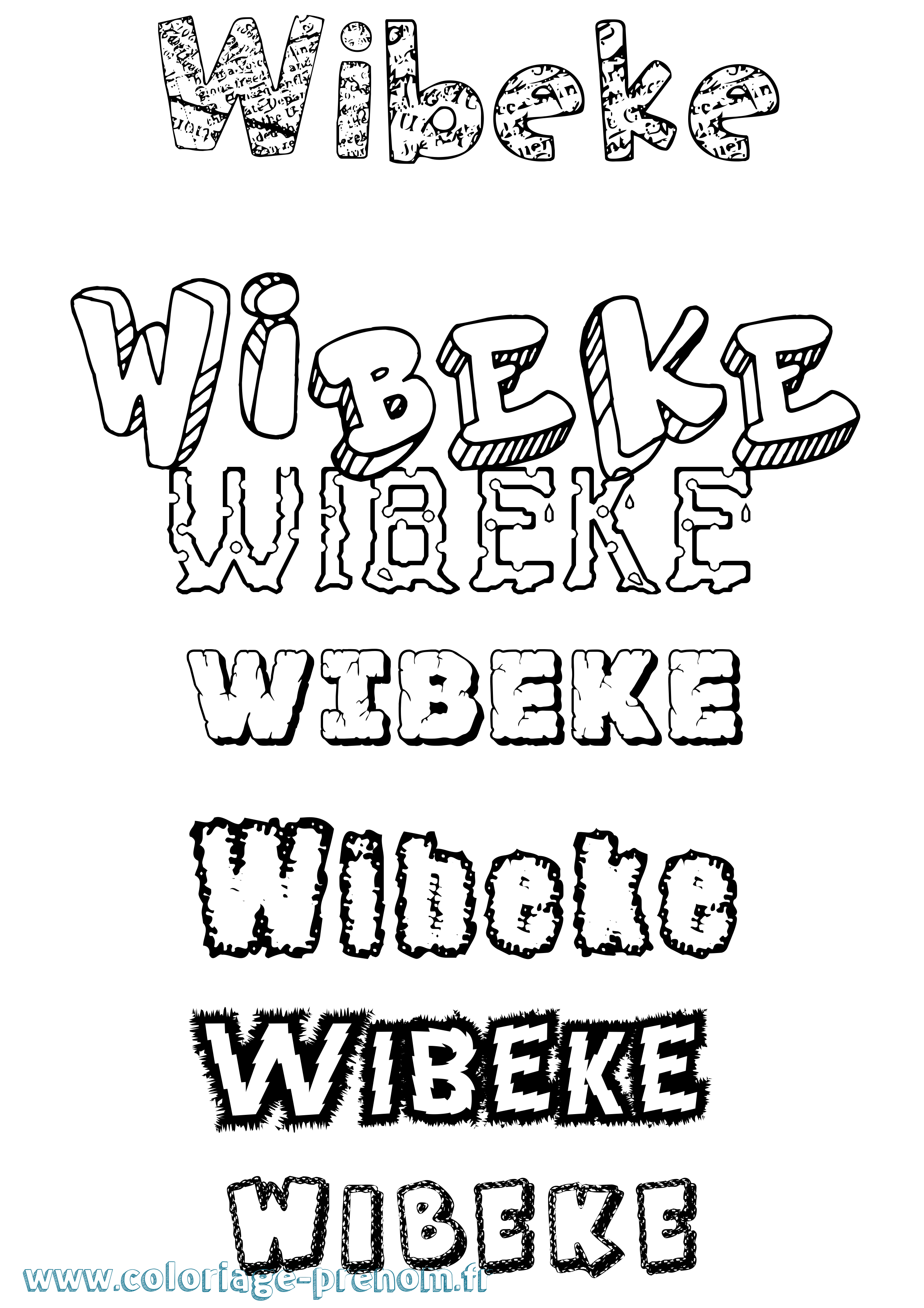 Coloriage prénom Wibeke Destructuré